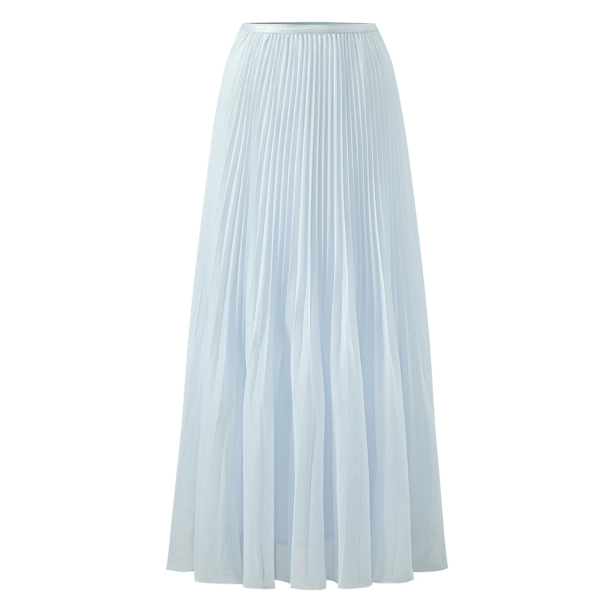 BarbChill Pleated Chiffon Neck Top Long Skirt Set
