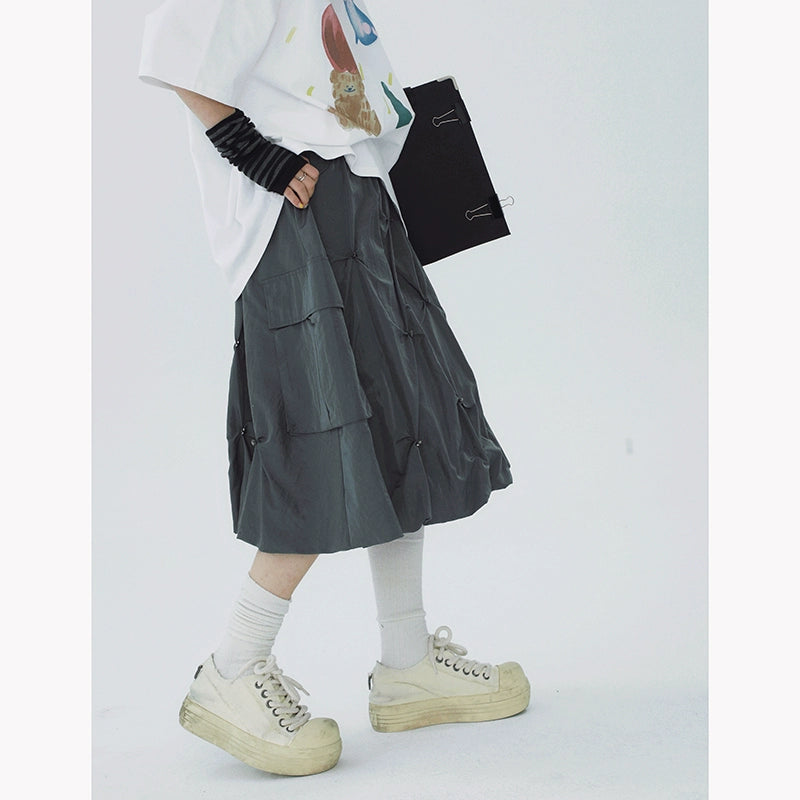 STILLYOU Tooling Texture Pleated Star Rivet Umbrella Skirt Skirt Skirt