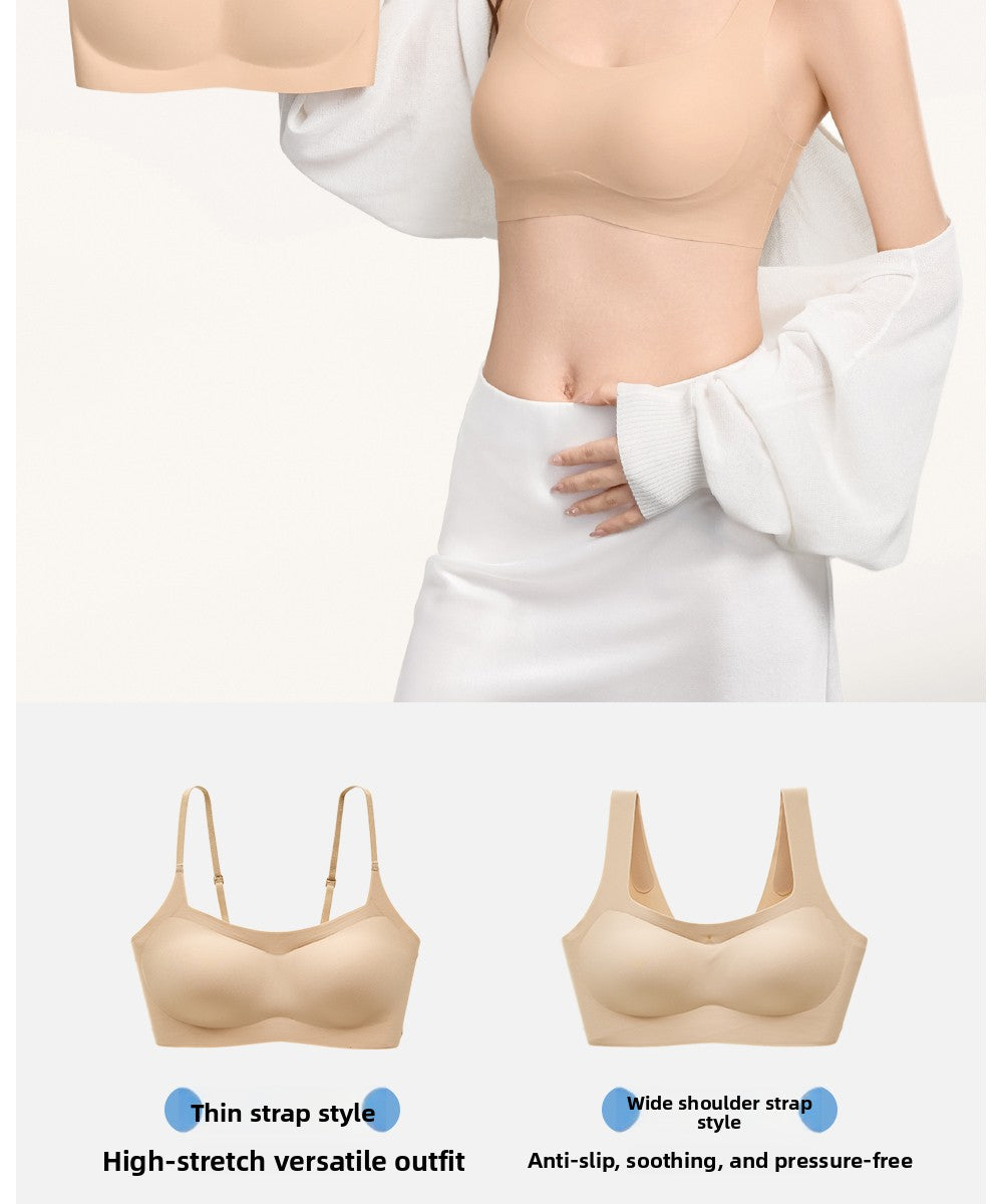 SecretWorld Traceless Skinny Strap Gather Bra