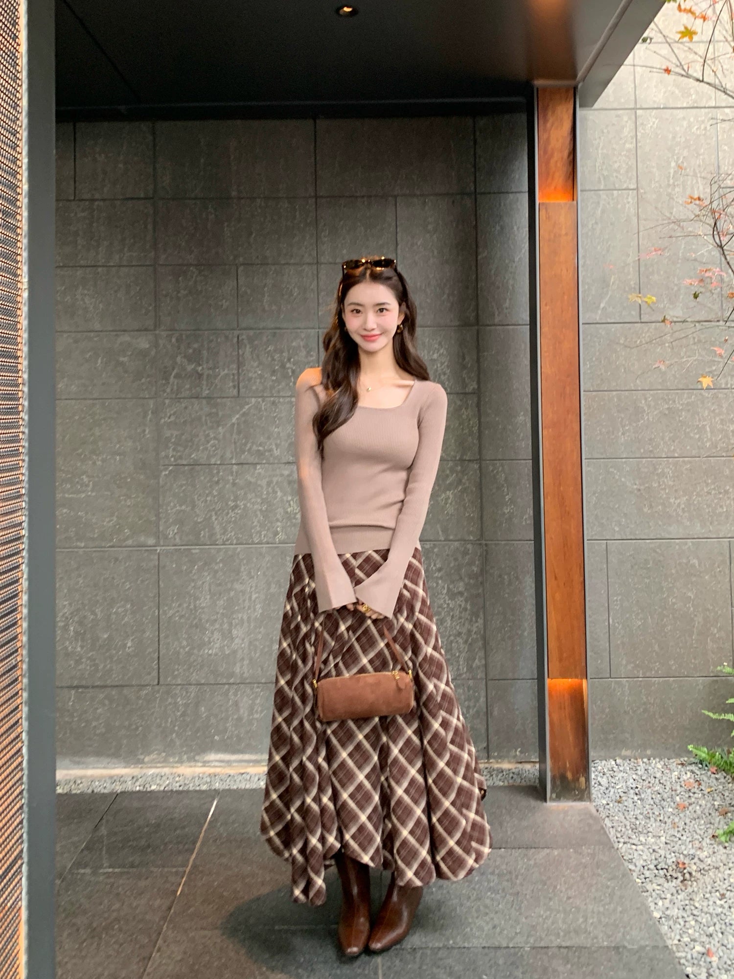 Pusumede Square Neck with Bottom Knitted Long Sleeves