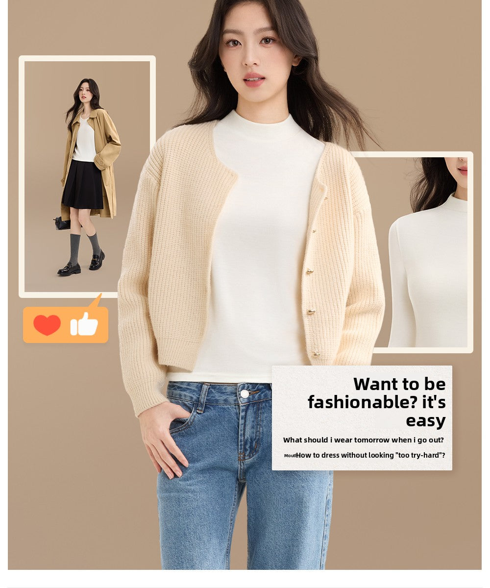 Secret World Semi-turtleneck Slim Fit Warm Inner Long Sleeve