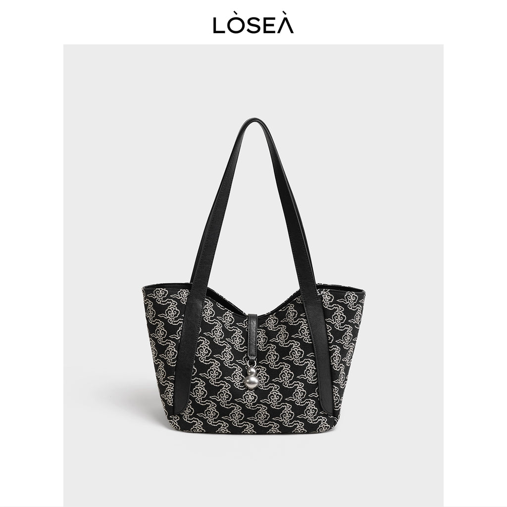 LOSEA Versatile Embroidered Vegetable Basket Tote Bag