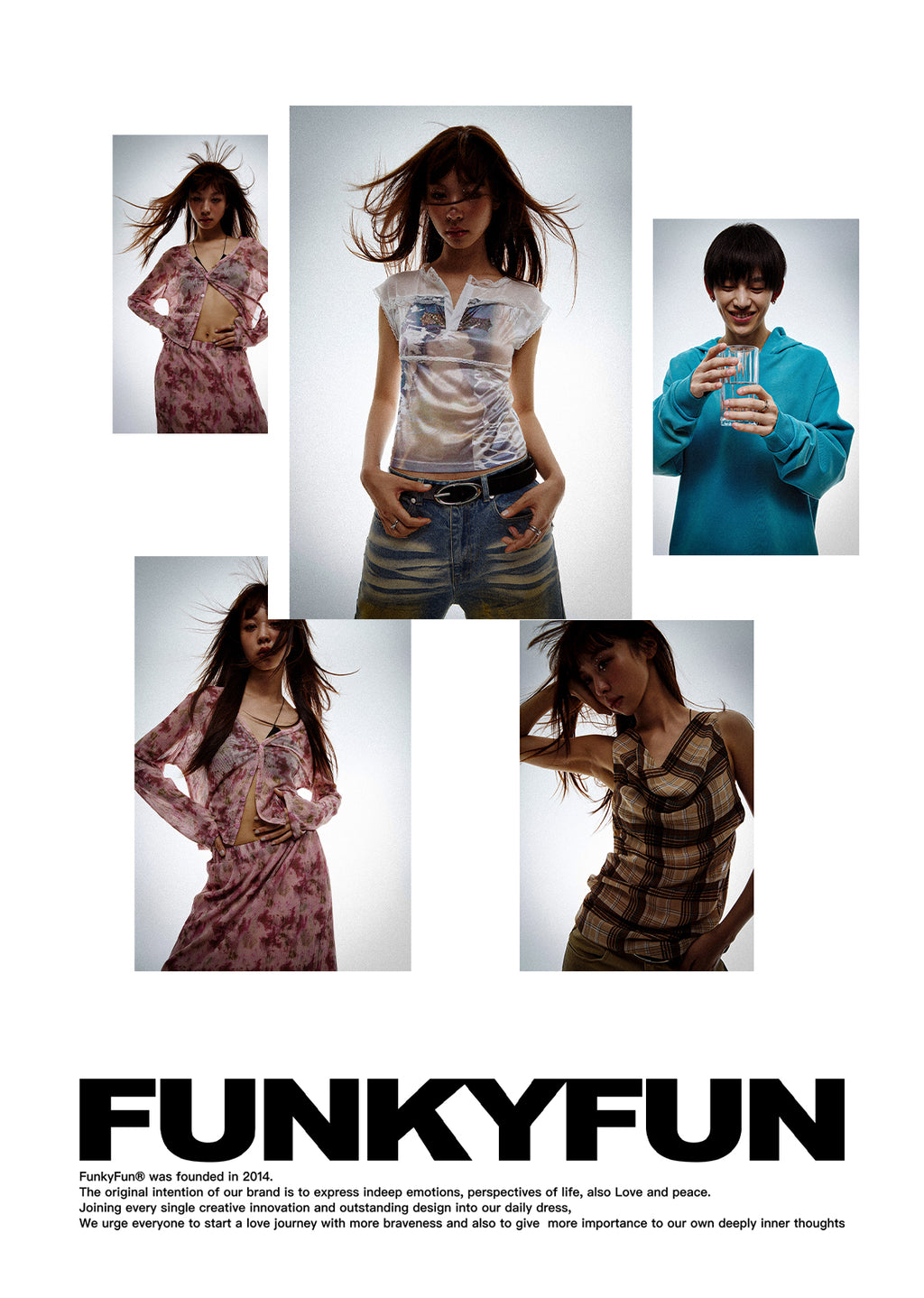 FUNKYFUN Washing Water To Make Old Bone Line Flared Pants