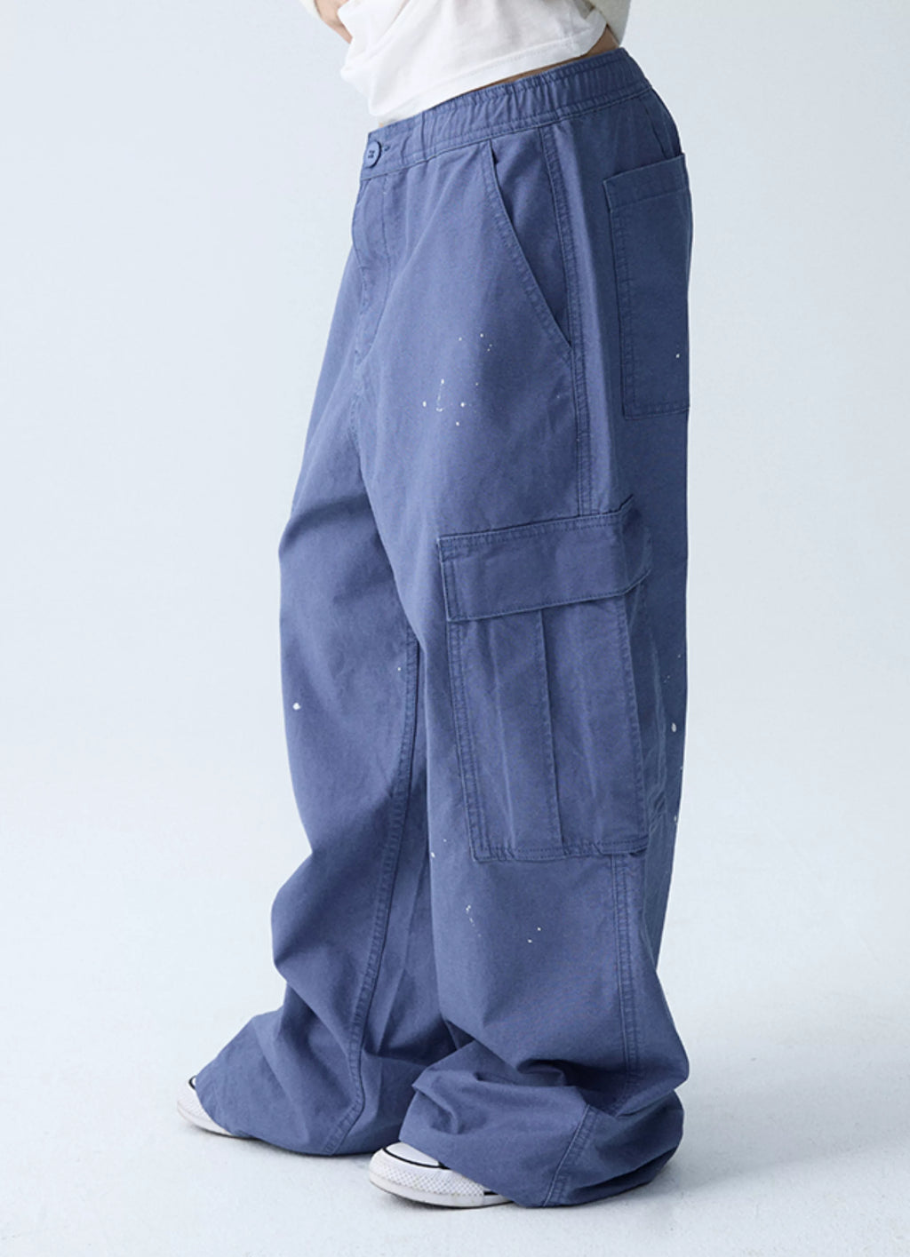In Two Twos Ink Splash Print Loose Drawstring Overalls