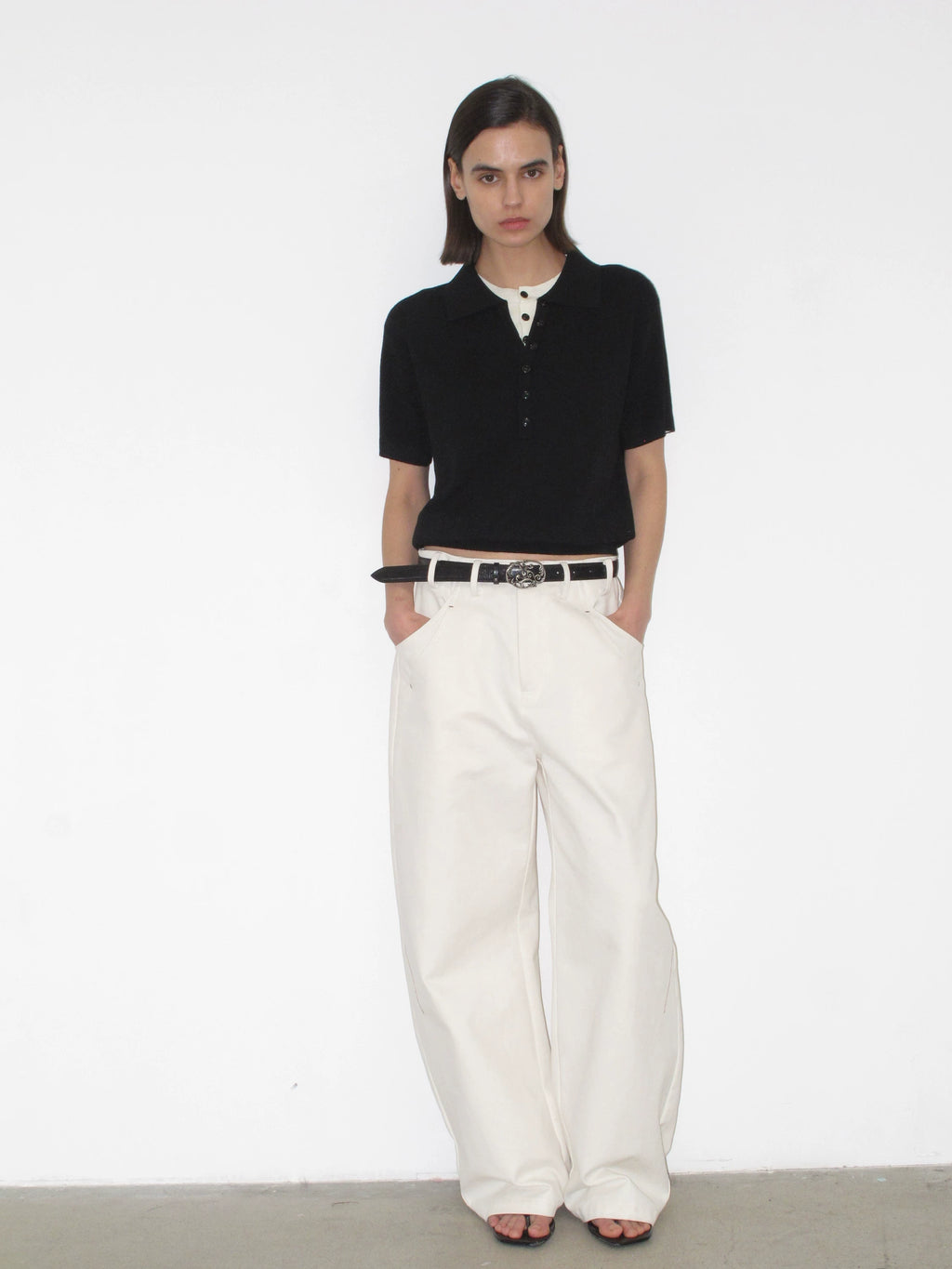 NOT UGLY Soft Wool High-Density Overlapping Collar Contrast Casual Polo Short-Sleeve