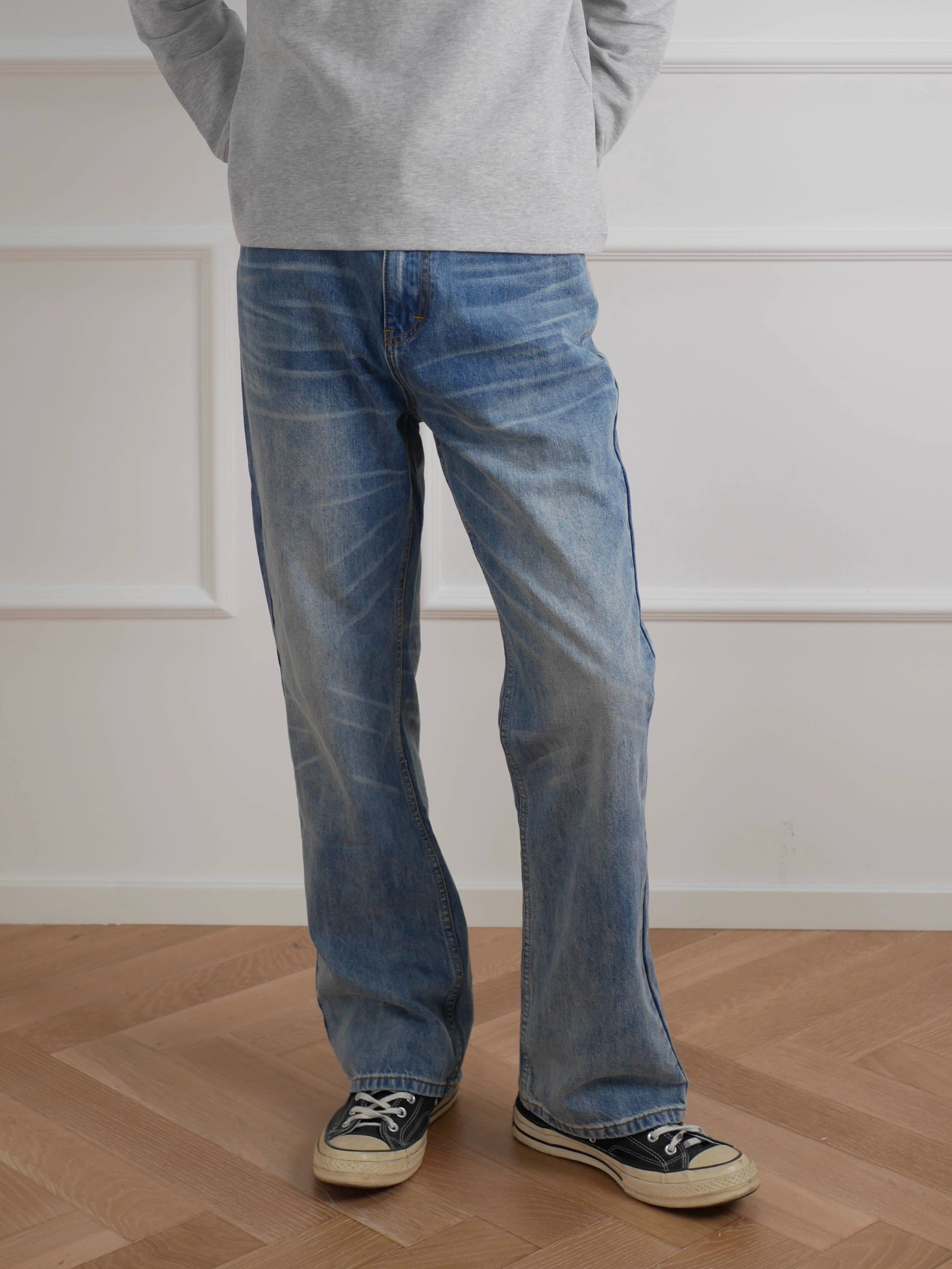 NO LOGO Slightly Washed Old Jeans