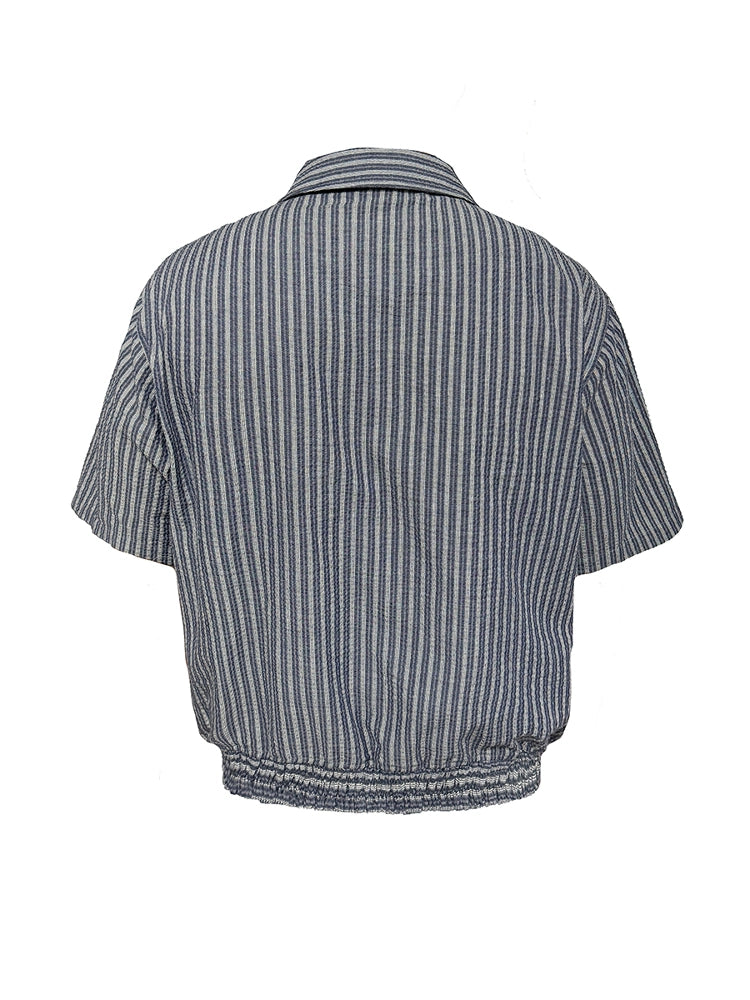 JCAESAR SHIRT Bubble Pleated Arc Shirt
