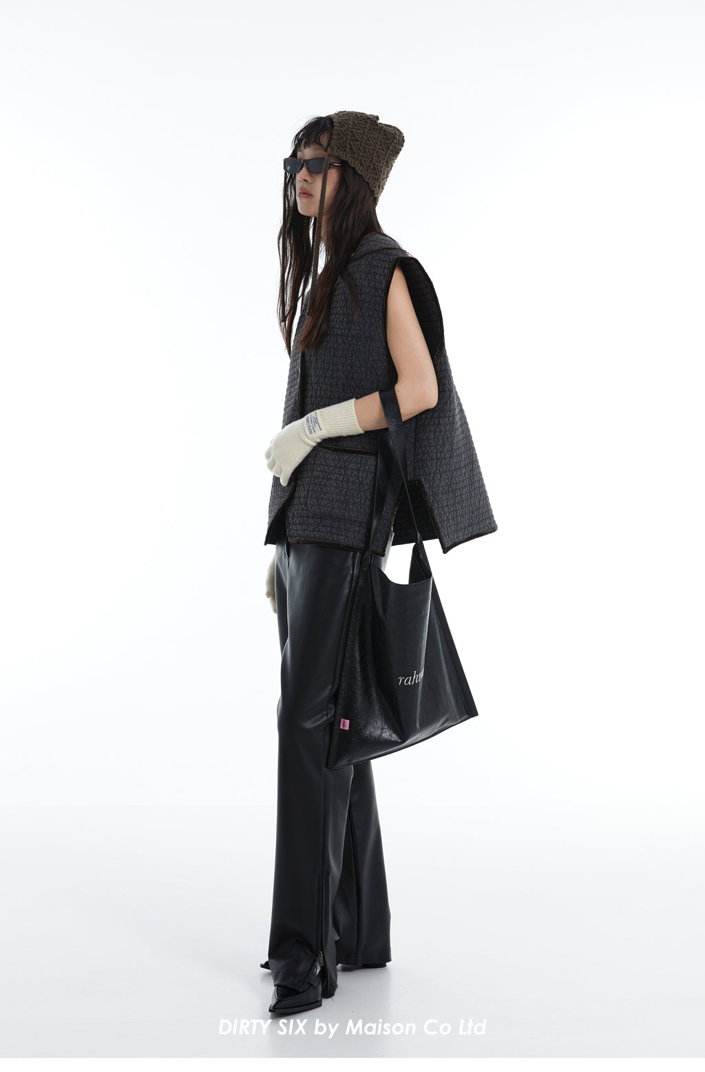 DirtySix "rahrah!" bag 5 colors contrasting embroidery thread soft leather tote bag