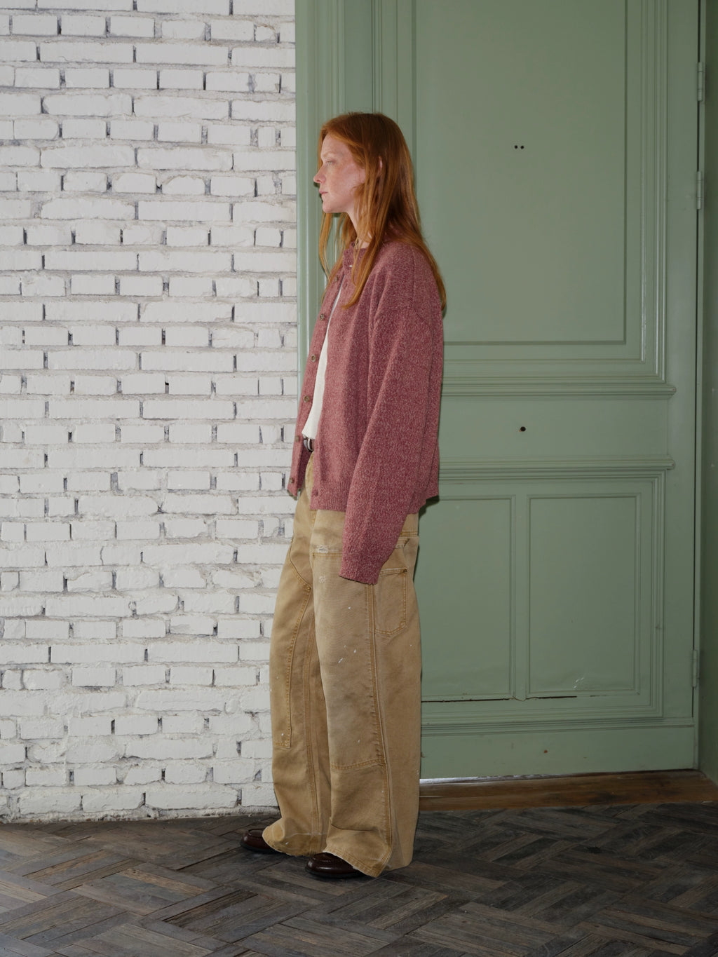 VLABMADE Vintage Lazy Slack Crew Neck Button Cardigan