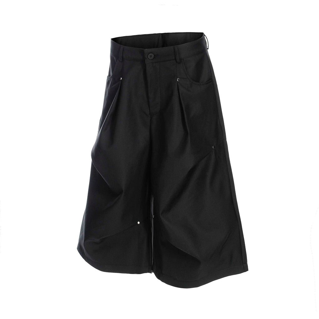 BLACKLISTS riveted pleated cropped trousers
