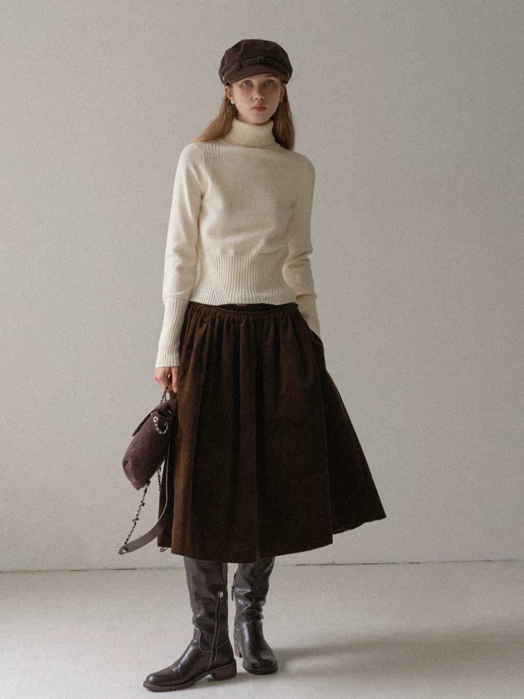 EGGKA Turtleneck Slim-fitting Waist Wool Knitted Sweater