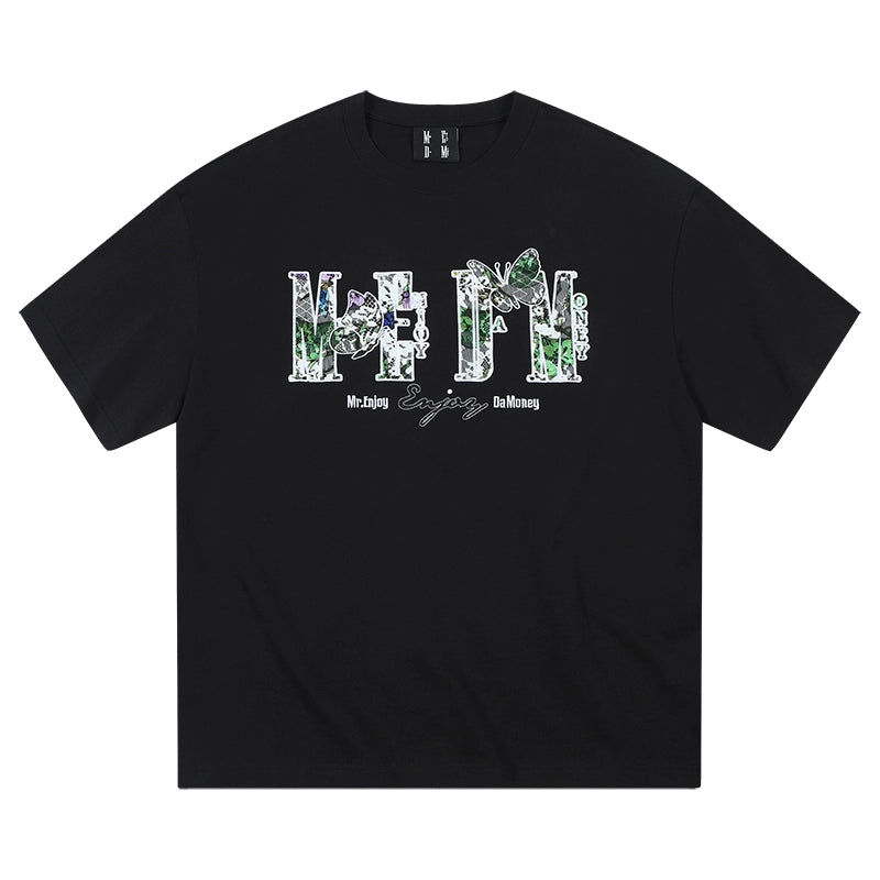 MEDM Lace Printed Applique Butterfly LOGO Tee