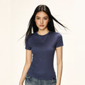 Cherry Melody Shoulder Round Neck Slim Simple Tee