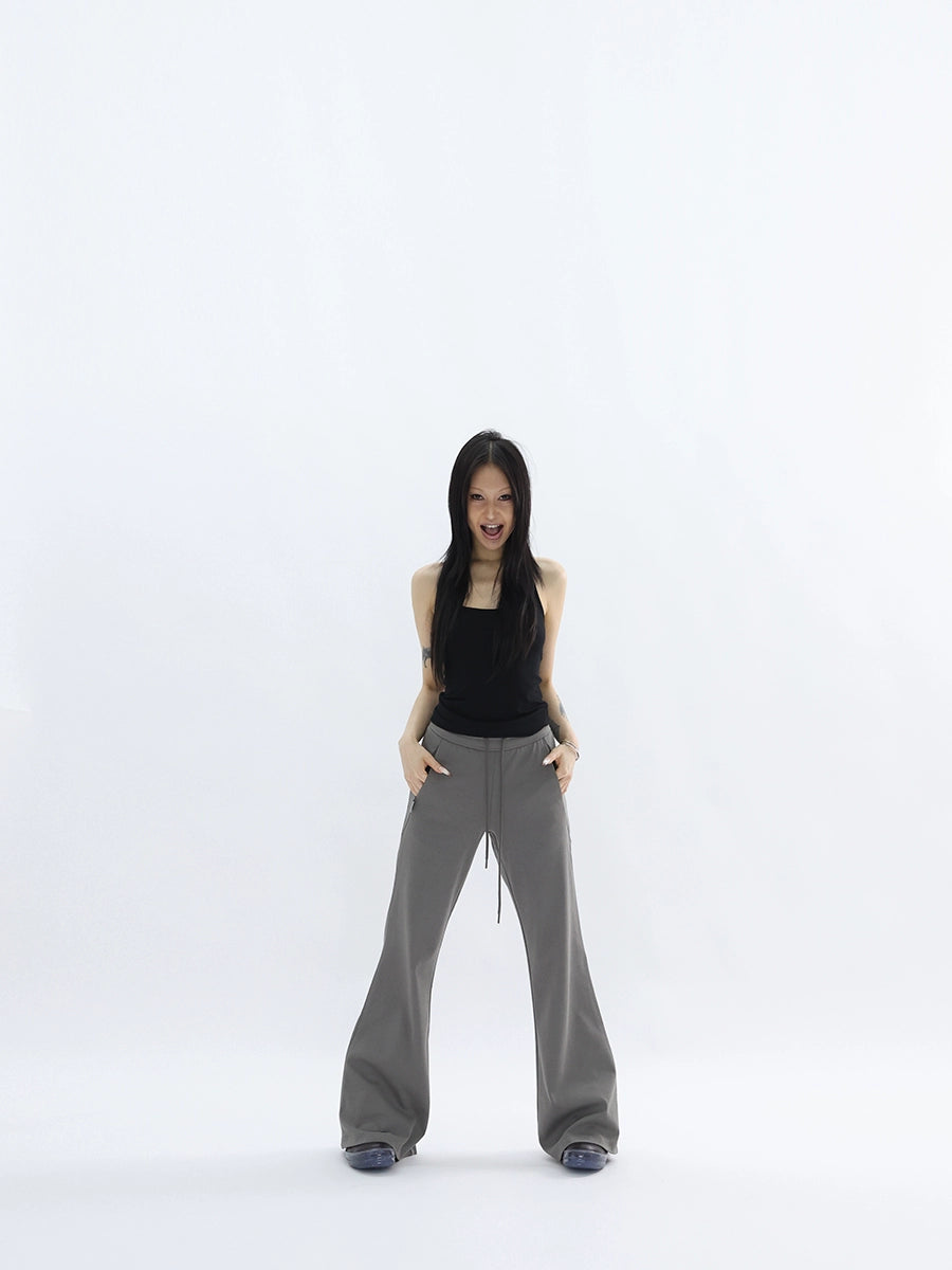 FUZZYKON Split Simple Drawstring Flared Sweatpants