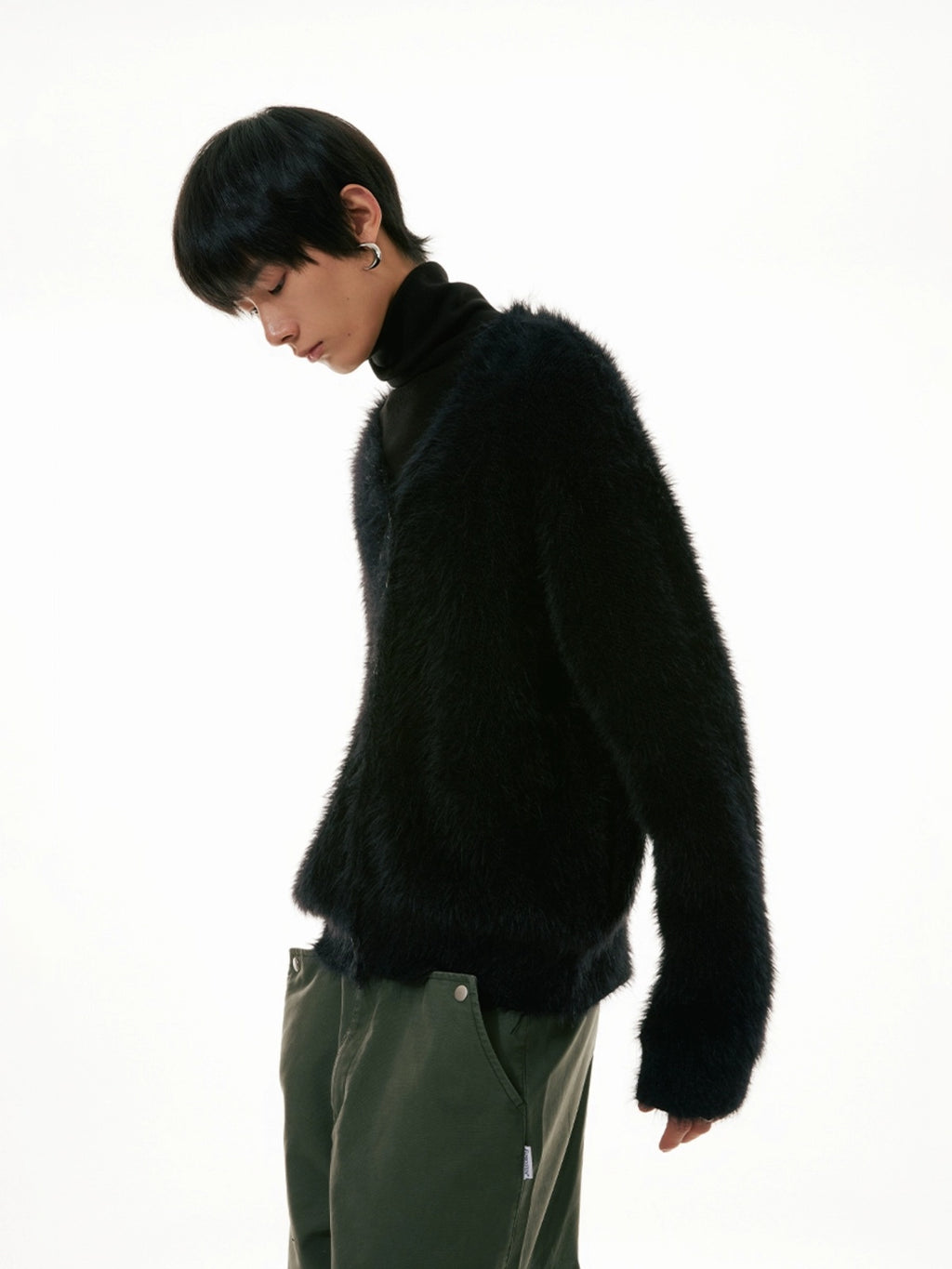 FUNKYFUN Imitation Mink V-neck Cardigan Sweater Jacket