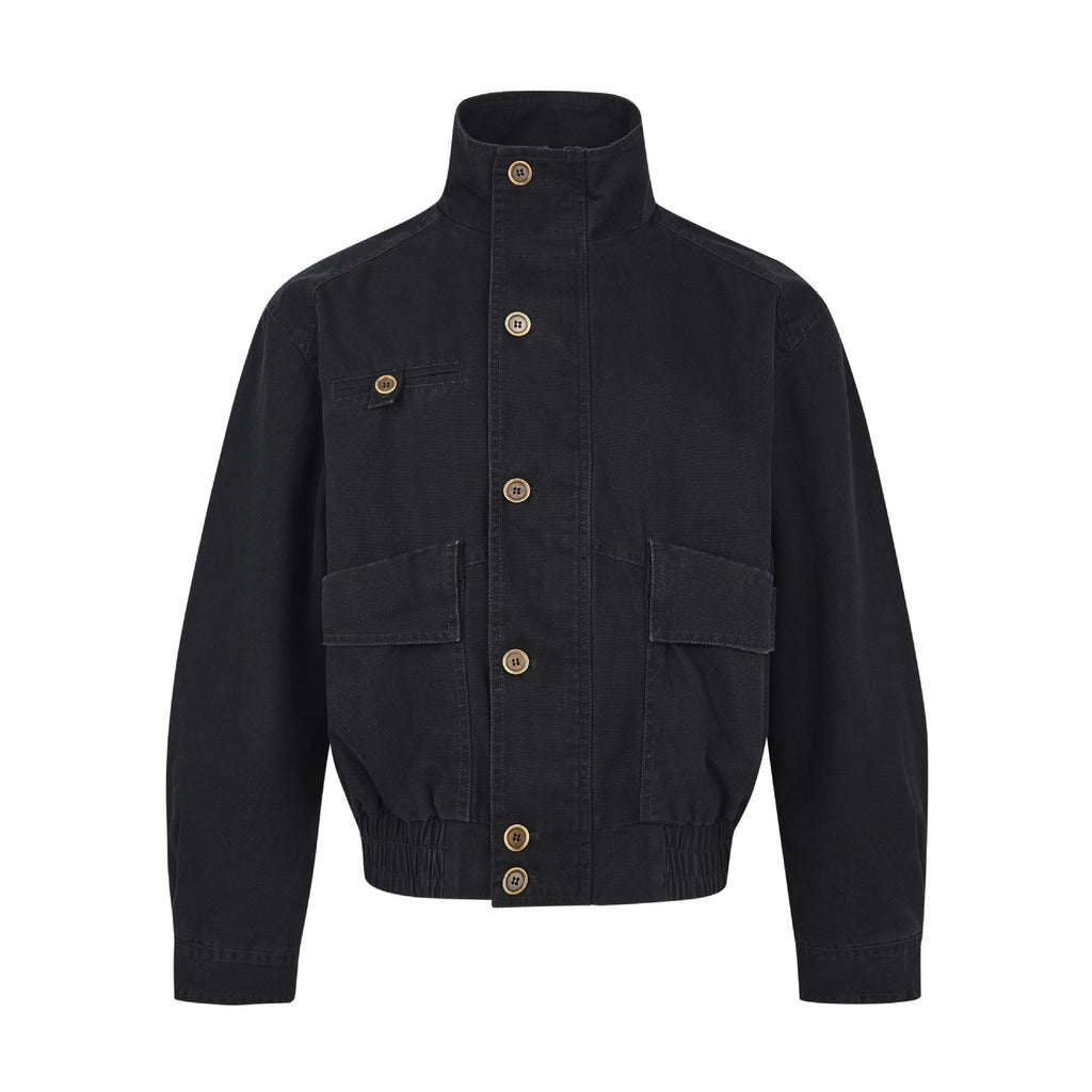 (Clearance) MADEEXTREME Vintage Turtleneck Neutral Loose Denim Jacket