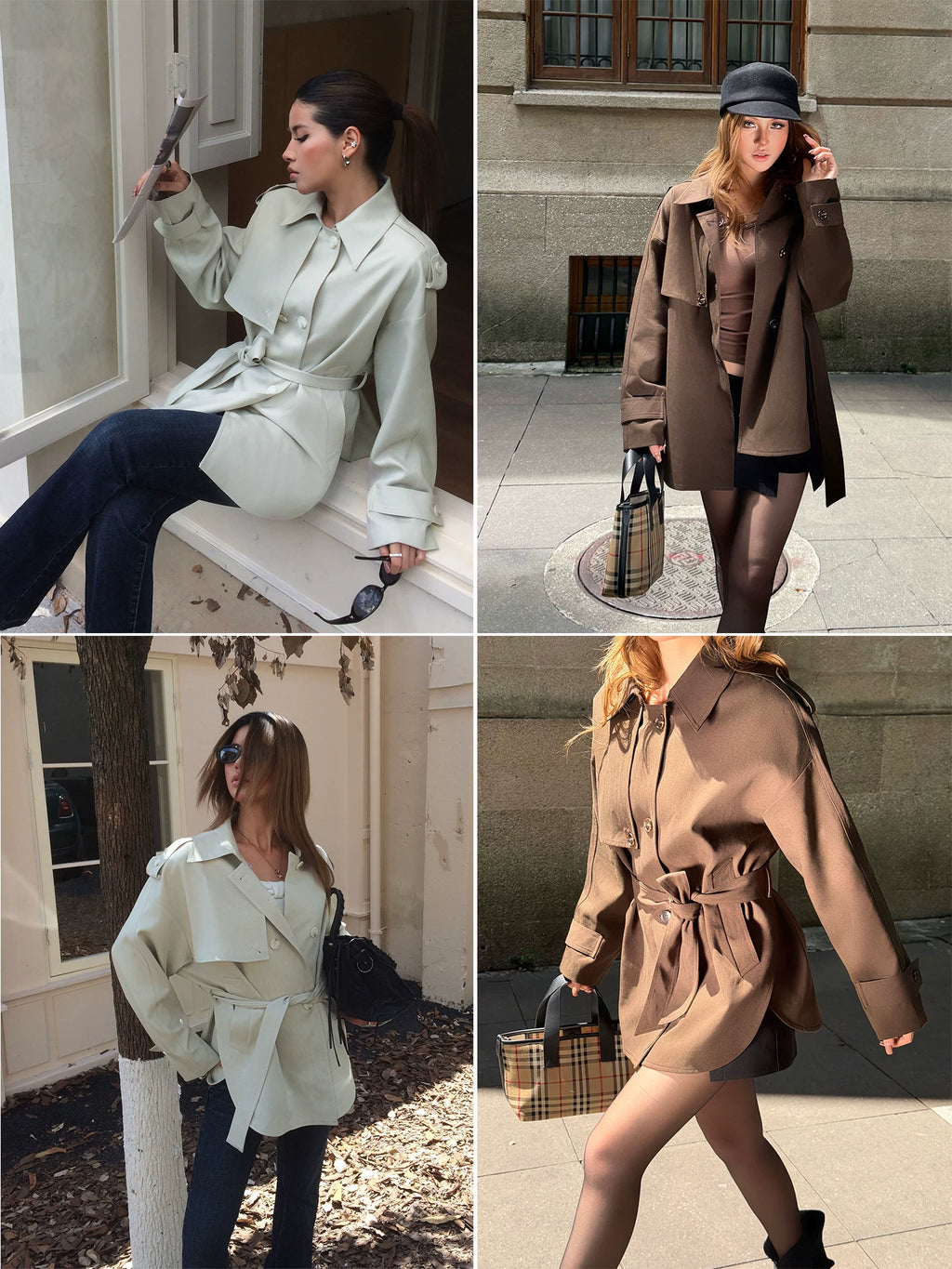 Audwyn Retro Old Money Wind Waist and Thin Lapel Trench Coat
