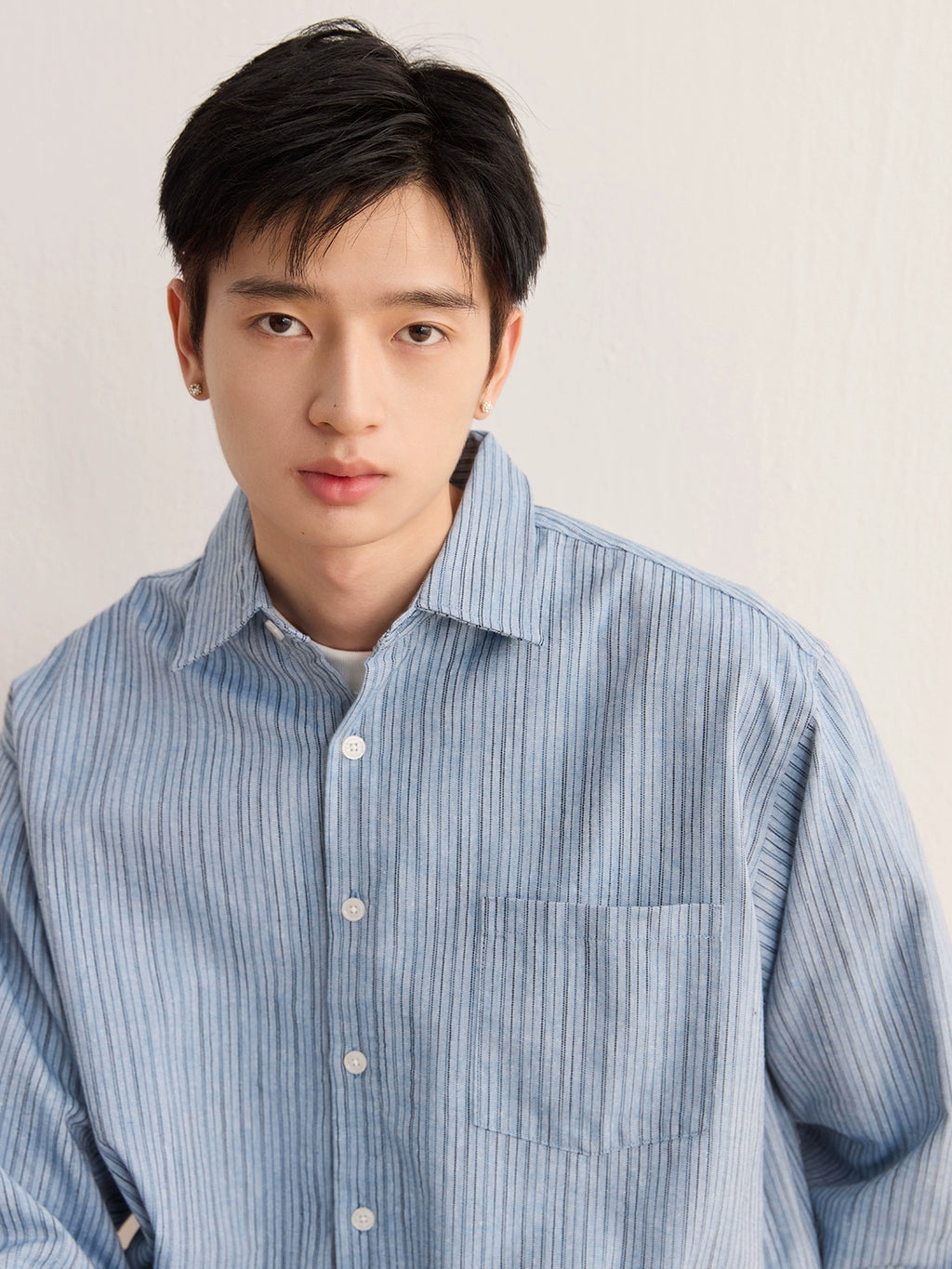 CARPEM Loose Simple Striped Retro Long Sleeve Shirt