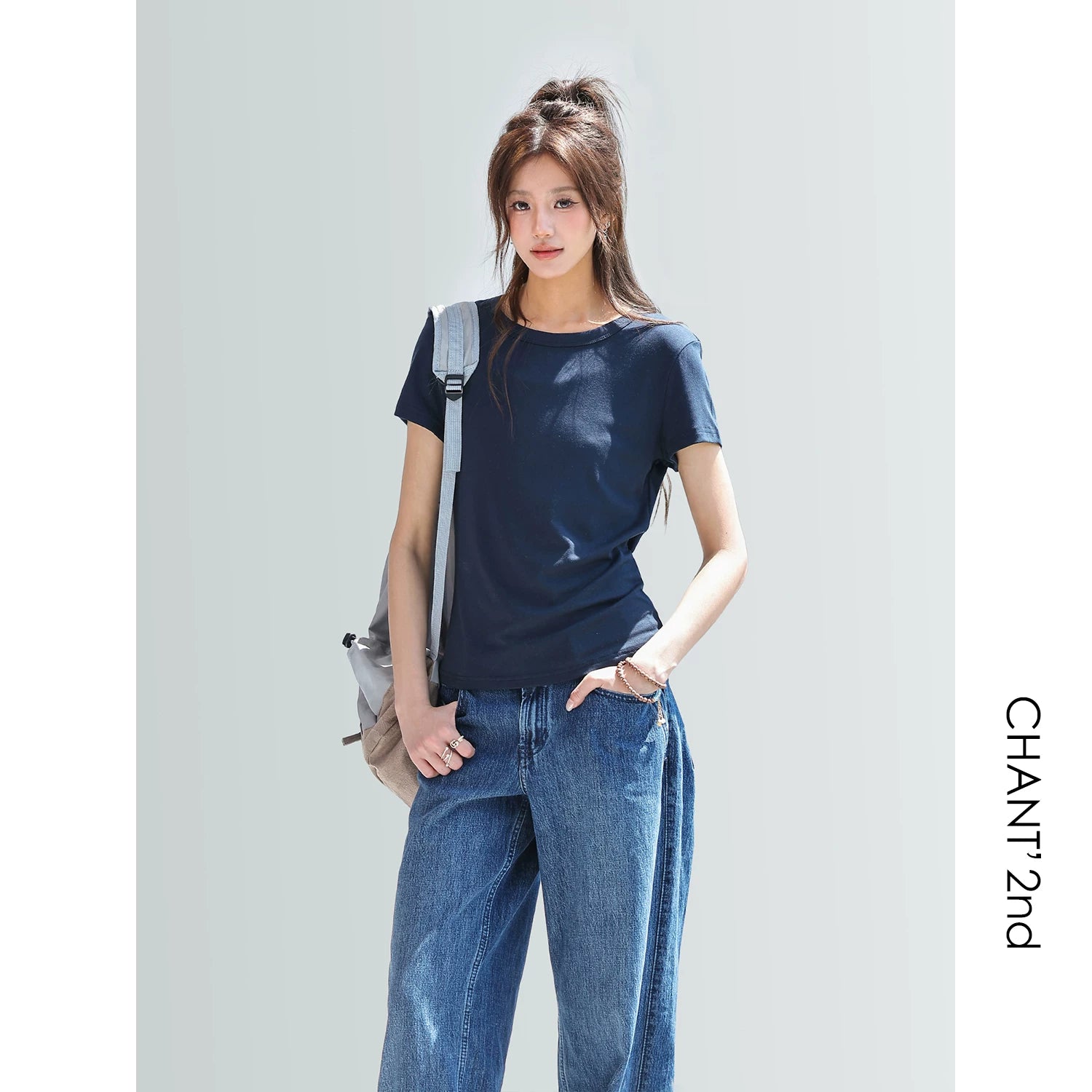 CHANT2nd Front Shoulder Slim-fit Versatile Tee