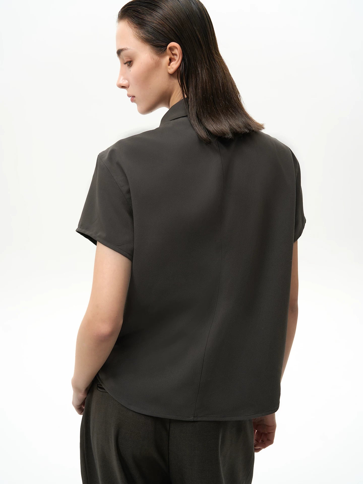 Slight Vogue Folded Flip Sleeve Short Sleeve Shirt
