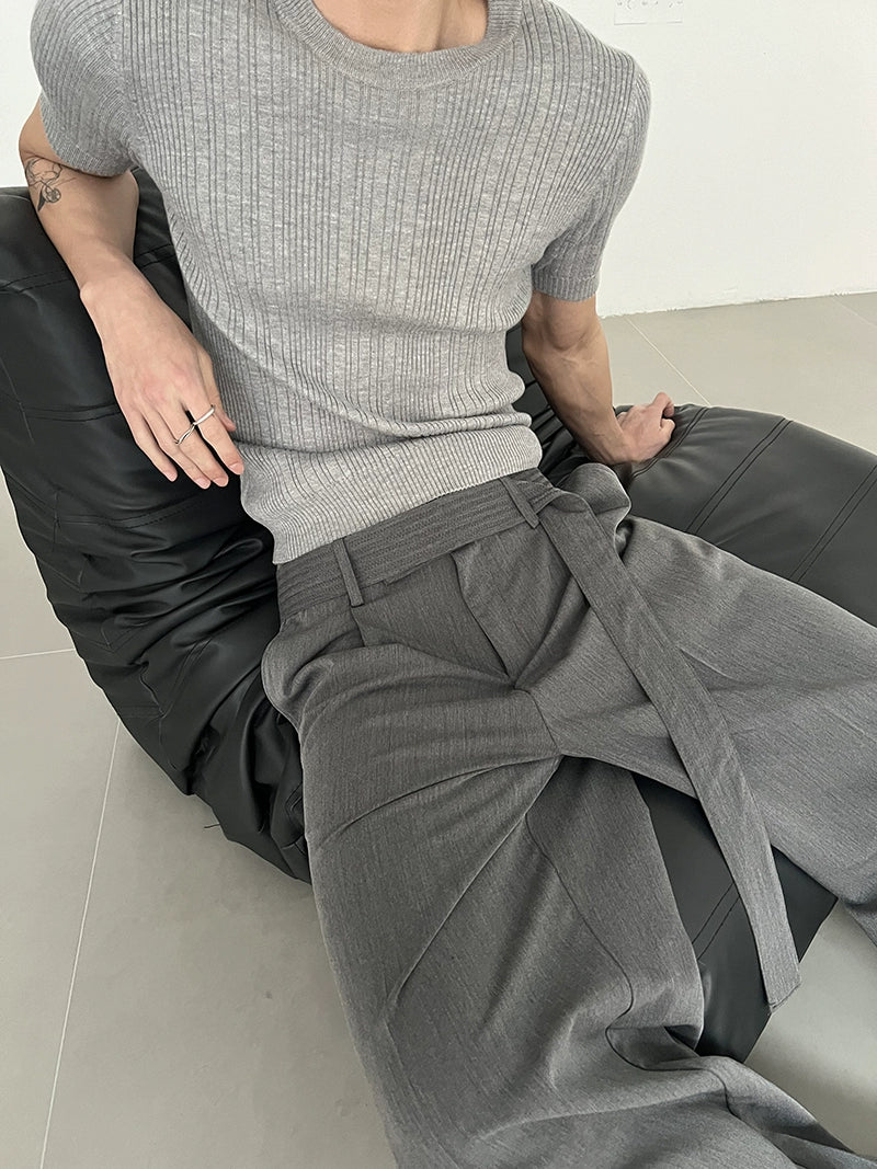 COLN Fashionable Belt Suit Pants