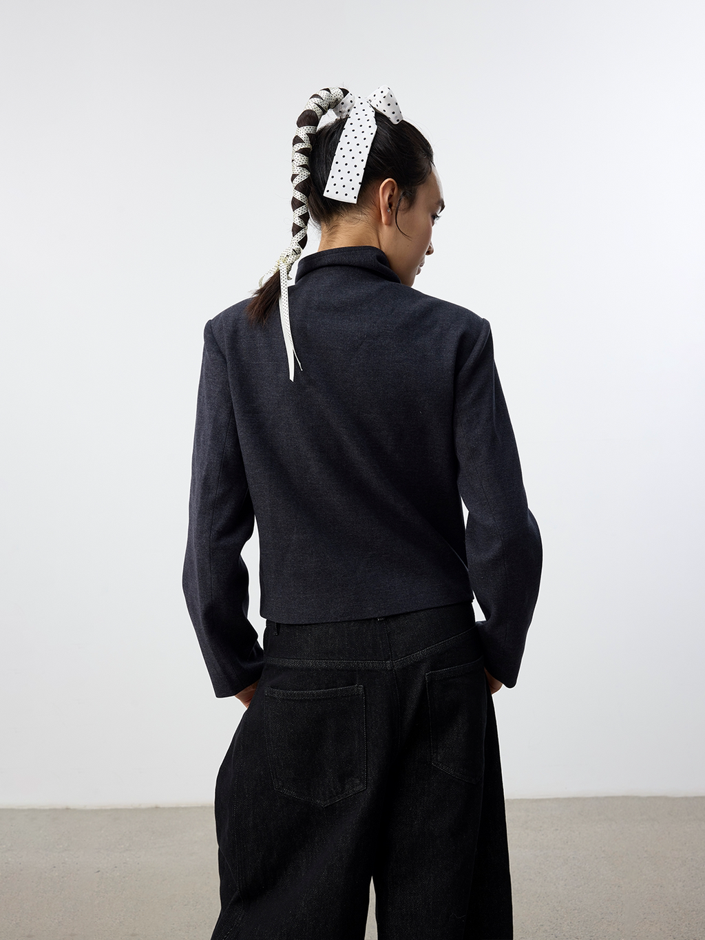Set for Life Three-dimensional Pinch Pleated Oblique Placket Slim Short Jacket