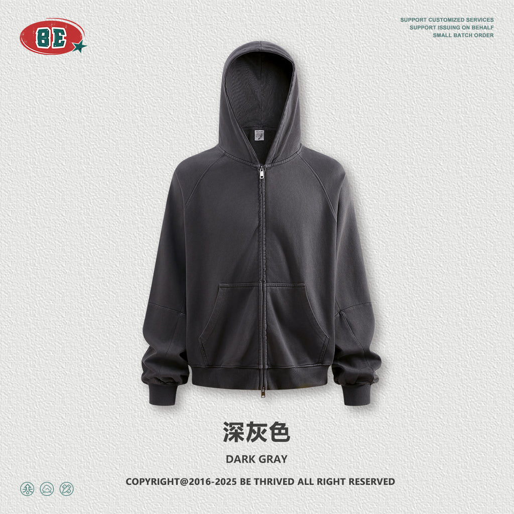 BE Heavy Silhouette Splicing Zip Sweater