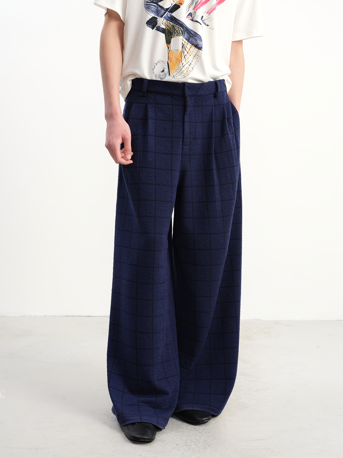 JCAESAR Plaid Casual Straight-leg Pants