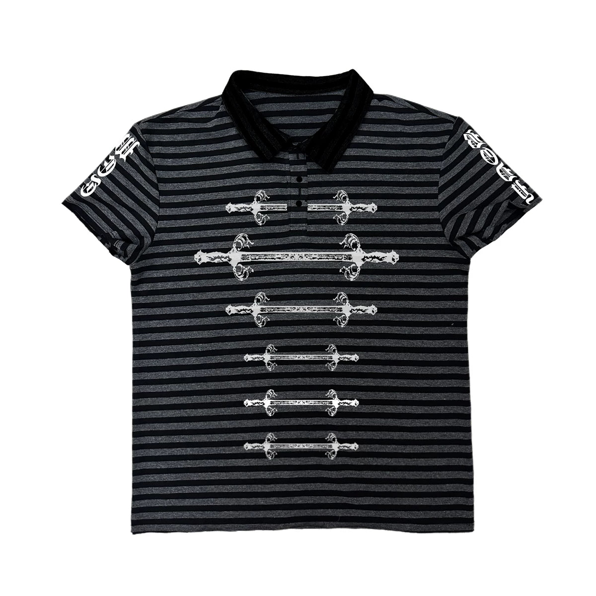 Wetbody Lapel Striped Casual Tee