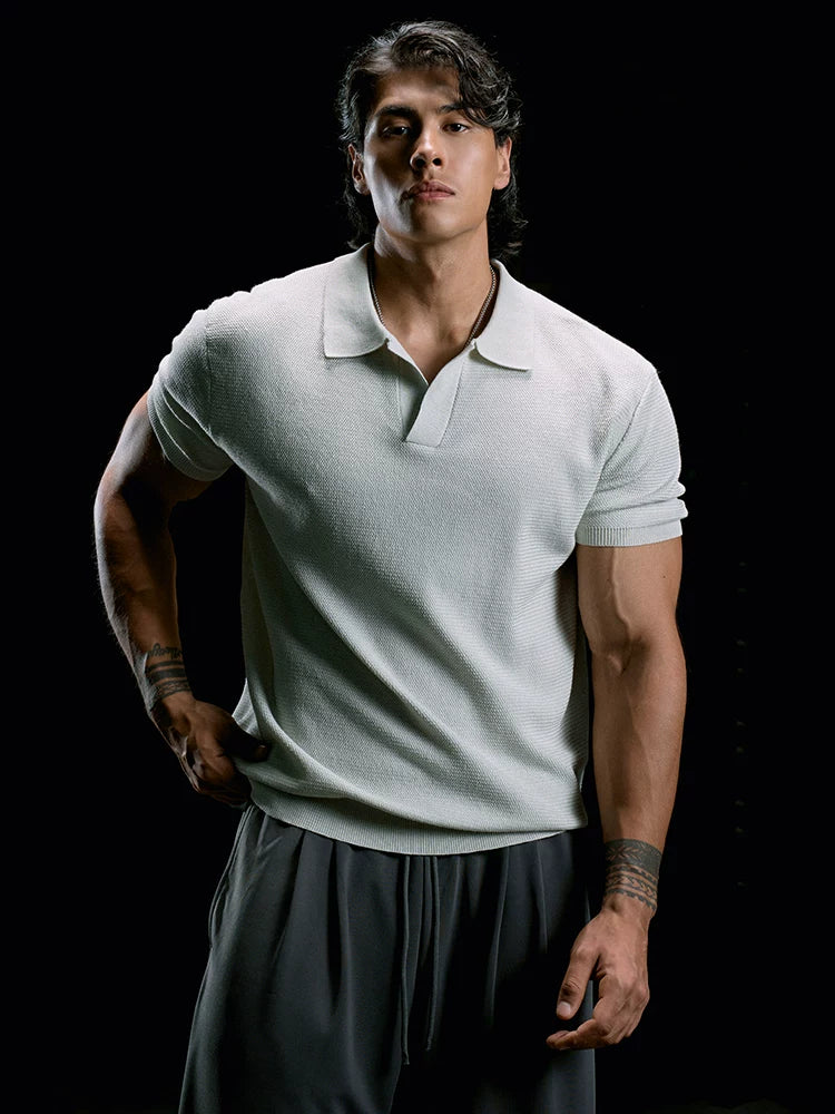 MuscleDog Lapel Loose Casual Sports Tee