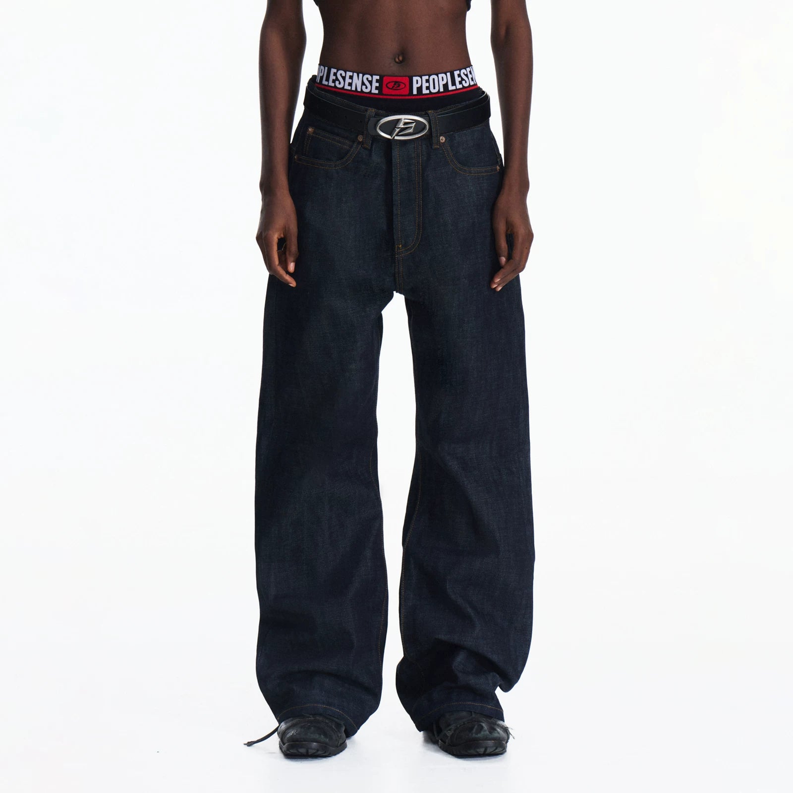 PEOPLESENSE Versatile Straight Loose Roll Jeans