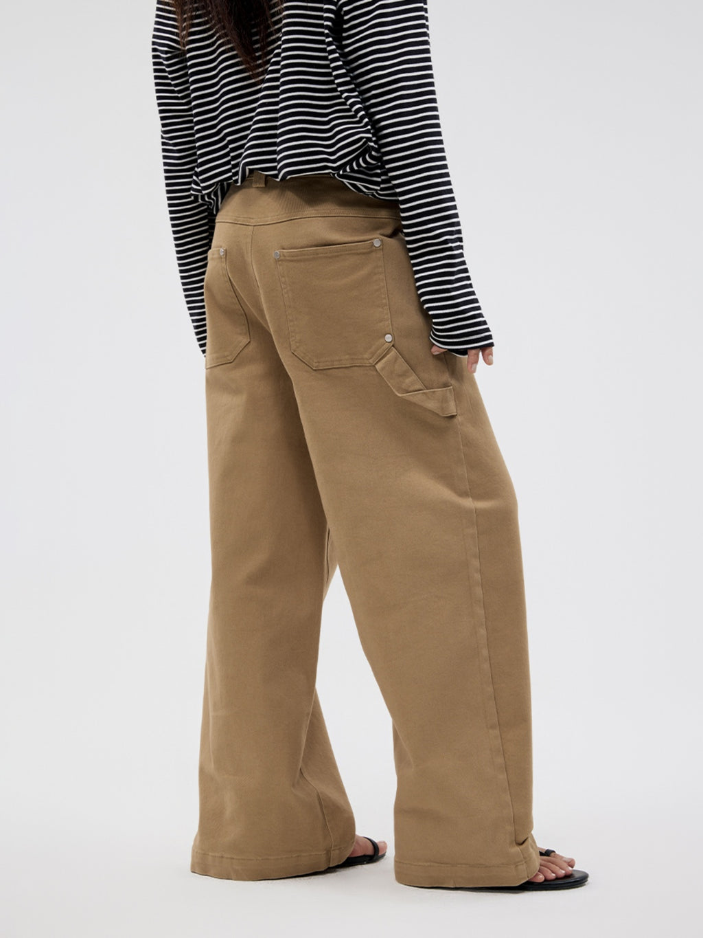 FUNKYFUN Mid-waist Khaki Straight-leg Pants