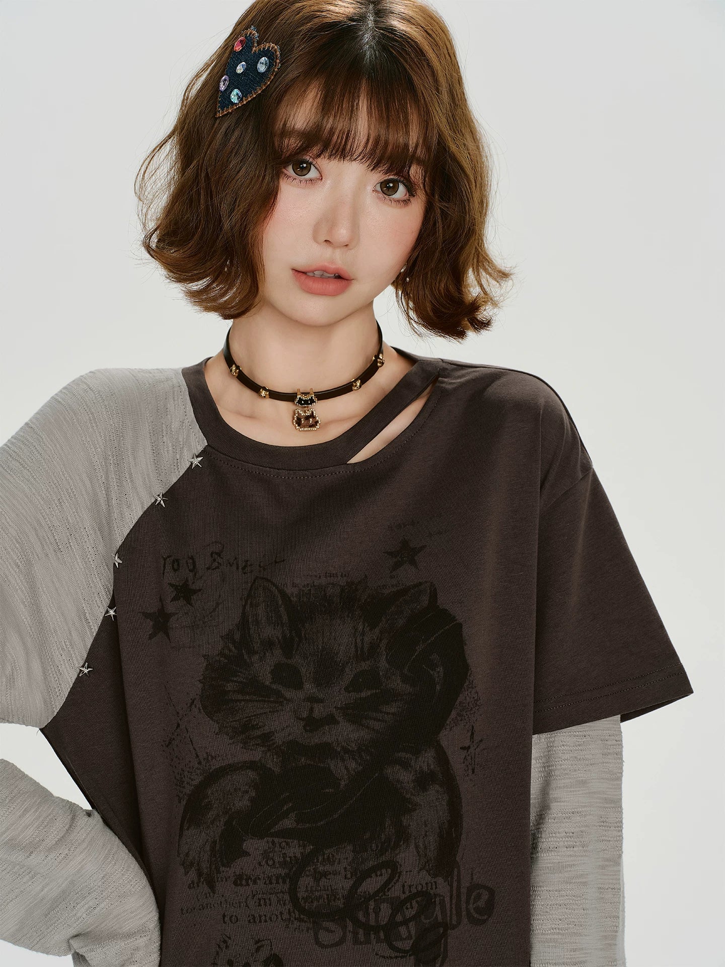 Girlyhalo Retrofake Two-pieceprintinglong Sleeves