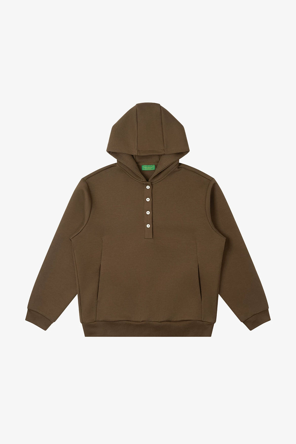 No Logo Warm and Soft Henry Collar Hooded Sweatshirt