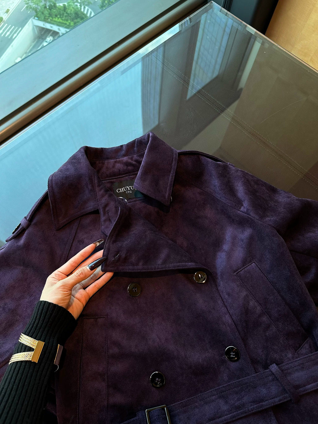 CHUYUQI Suede Thickened and Velvet Stand-up Collar Short Jacket