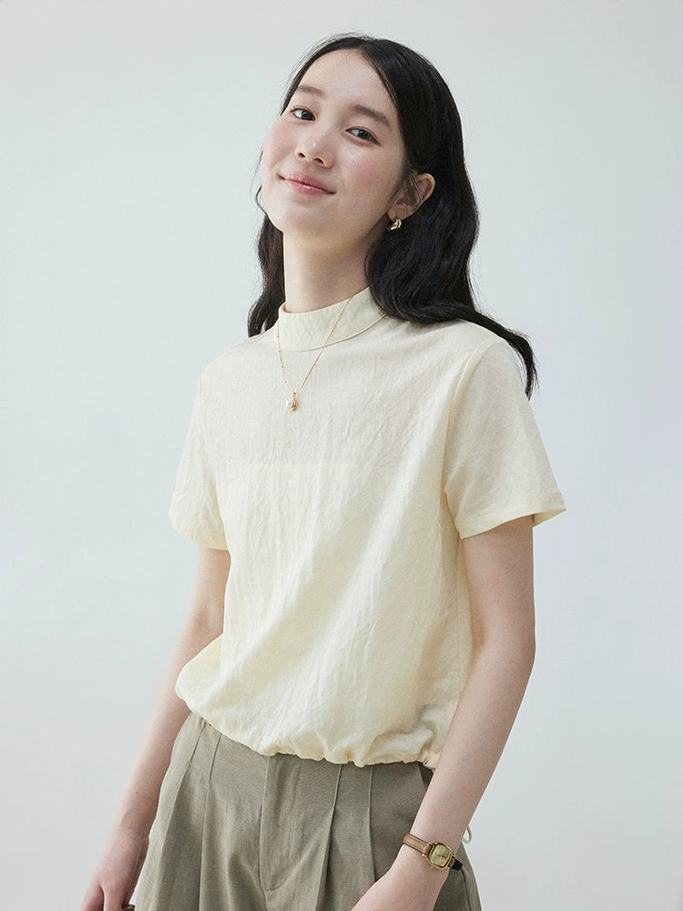 VOOE Small Stand-up Collar Light and Breathable Texture Shirt