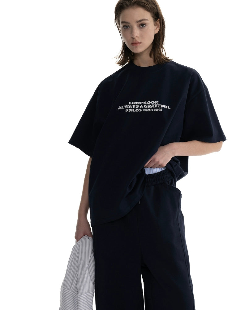 Loopsoon English Letter Print Loose Tee