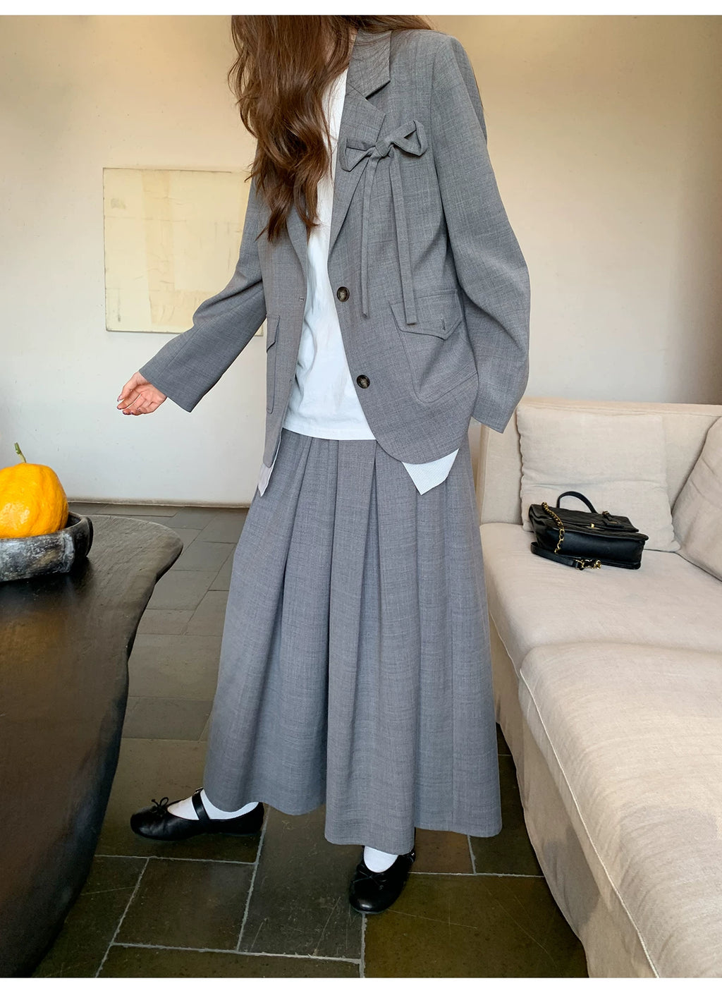 KANO Bow Blazer Skirt Suit