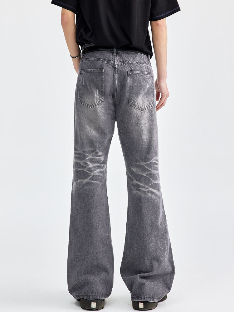 (NMK)  high sense dark night gray cat whiskers Jeans