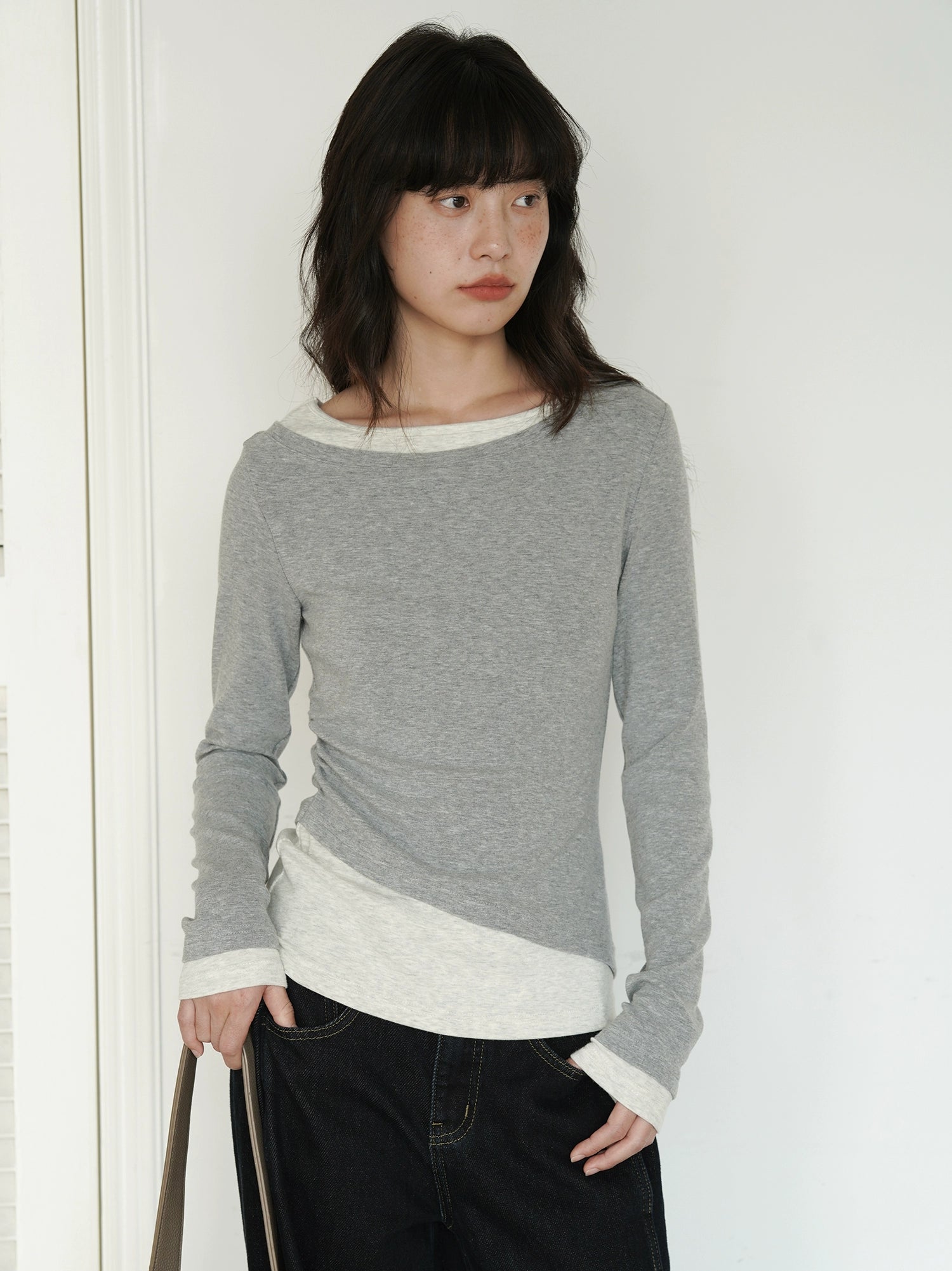 EIGHTHMONTH Fake Two Pieces Thin Contrasting Long Sleeves