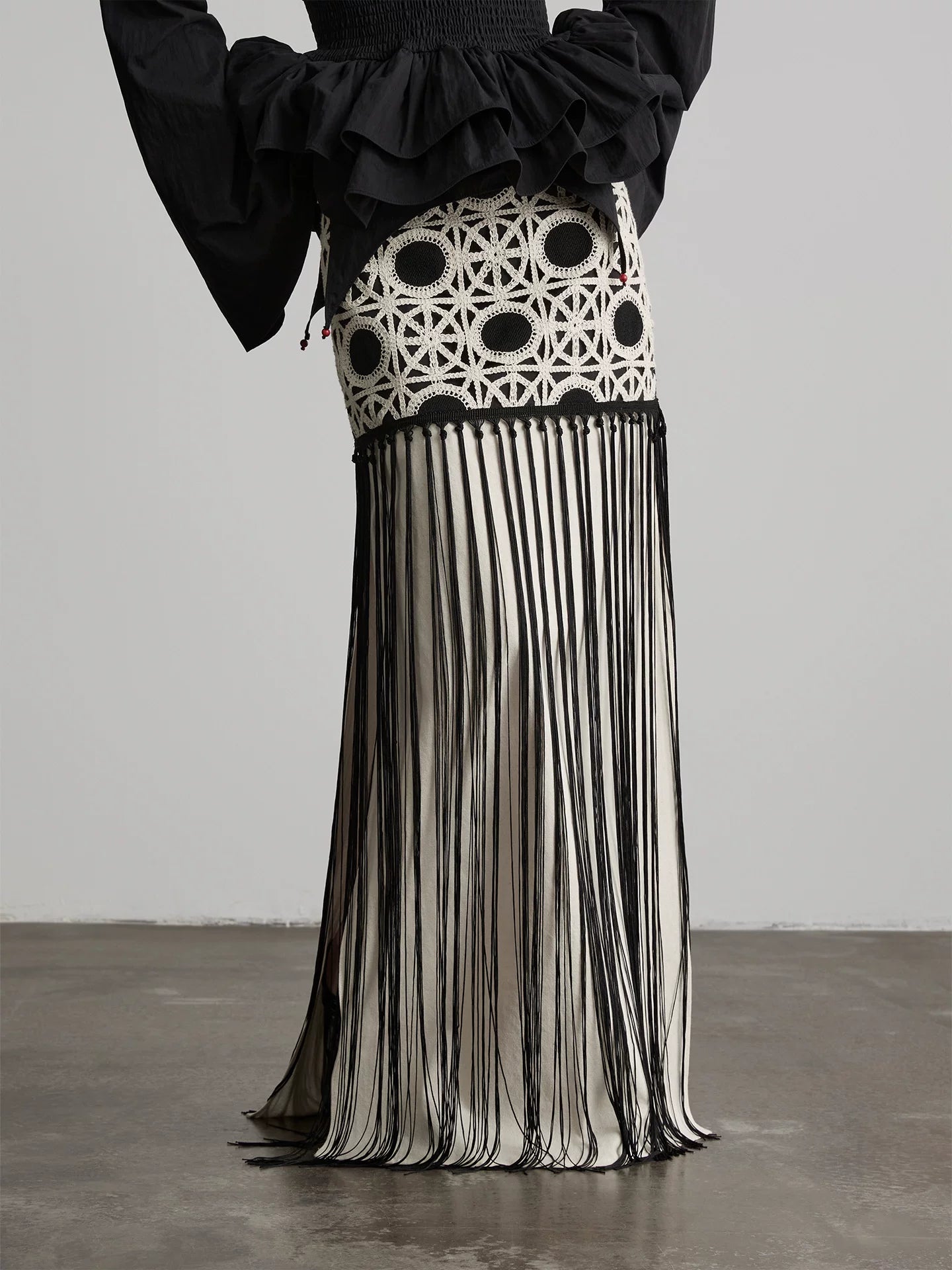 INDULGE Fringed Panelled Skirt