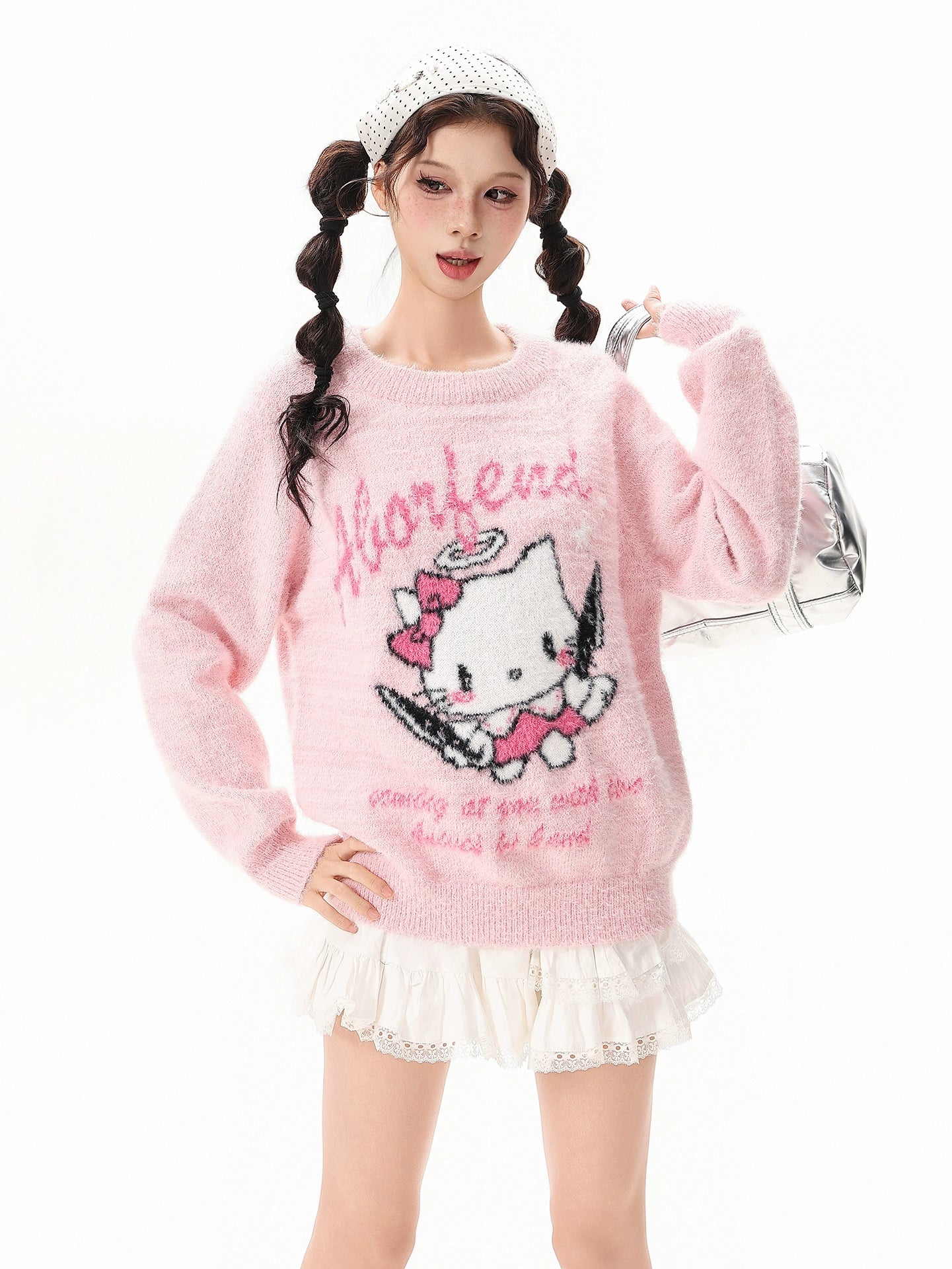 BF. BORFEND Cute Kitty Cat Crew Neck Sweater