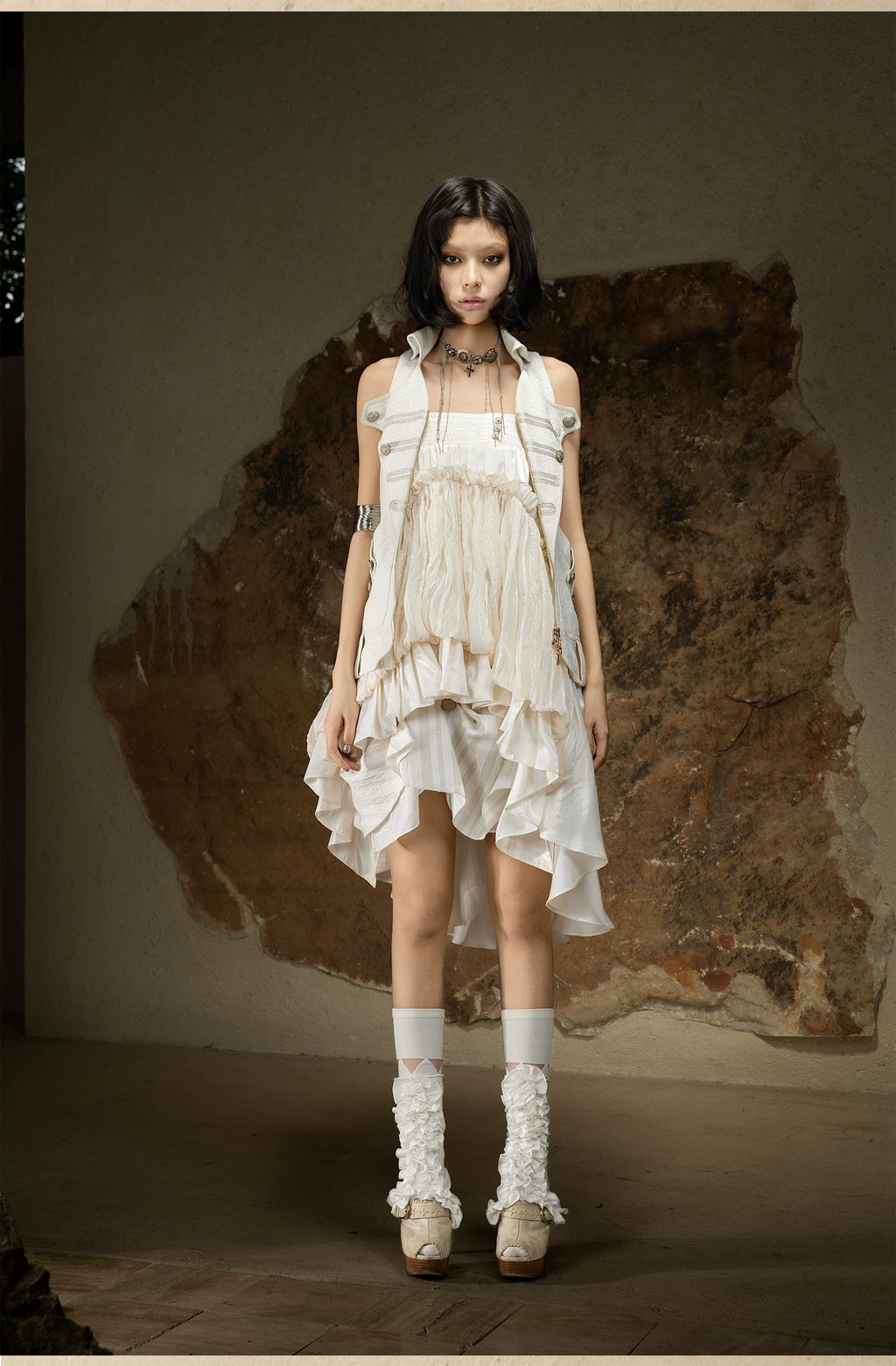 ARIADNAw Irregular Pull-pleated High-waisted Skirt