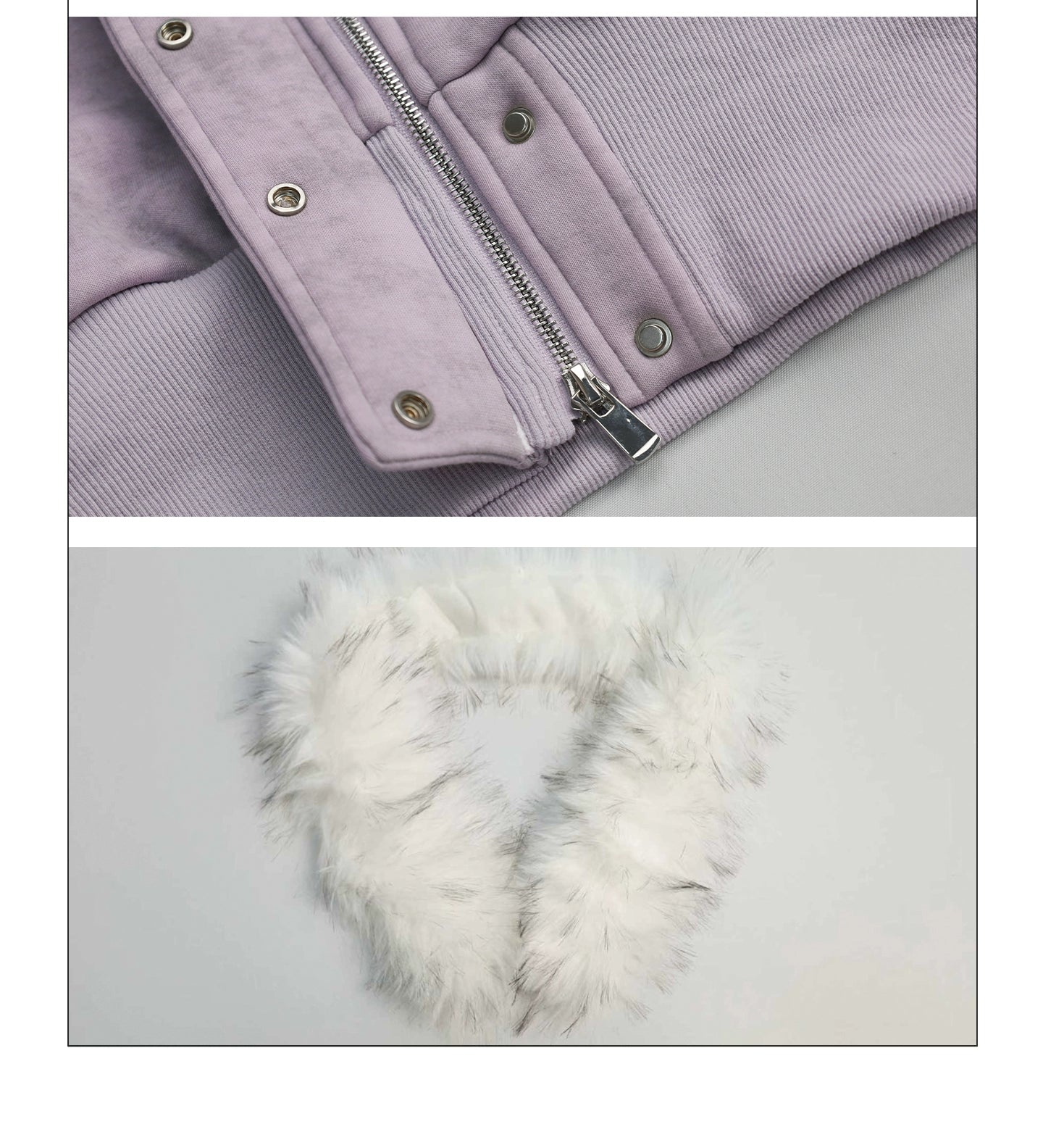 Girlyhalo Vintage Fur Collar Slim Fit Hooded Jacket