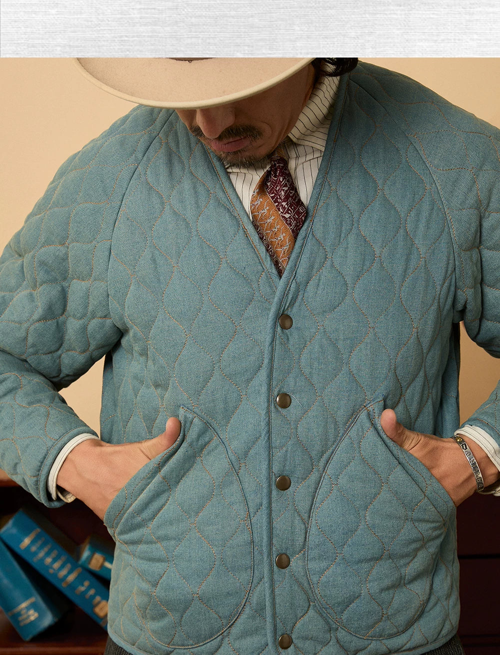 SOARIN Thermal V-neck Casual Tooling Rhombus Jacket