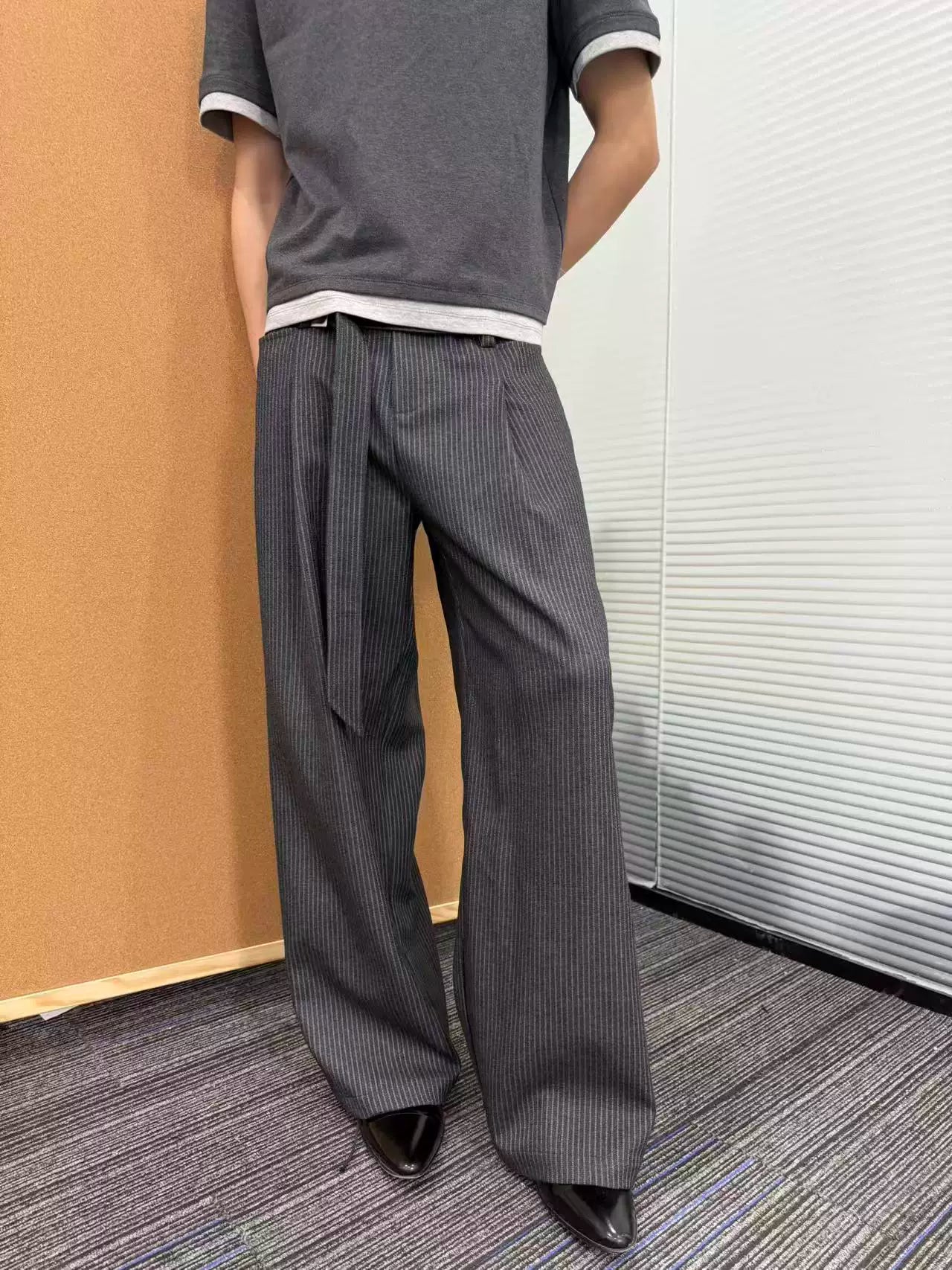 MANUSCRIPT Striped Streamer Casual Trousers