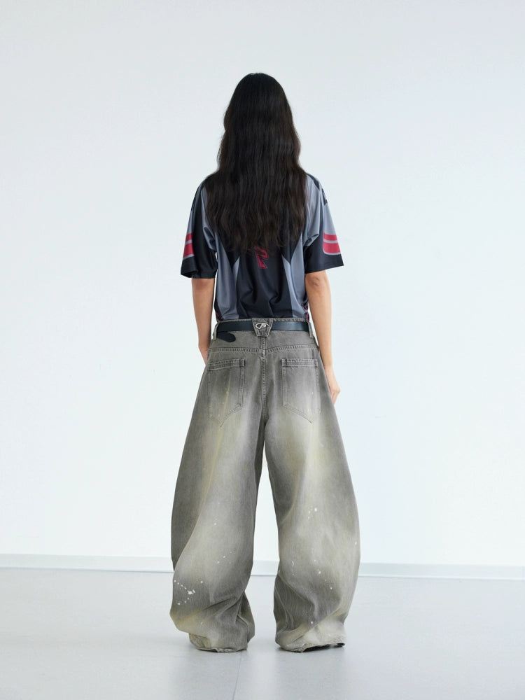 PEOPLESTYLE Vintage Ink-splashed Wide Leg Jeans