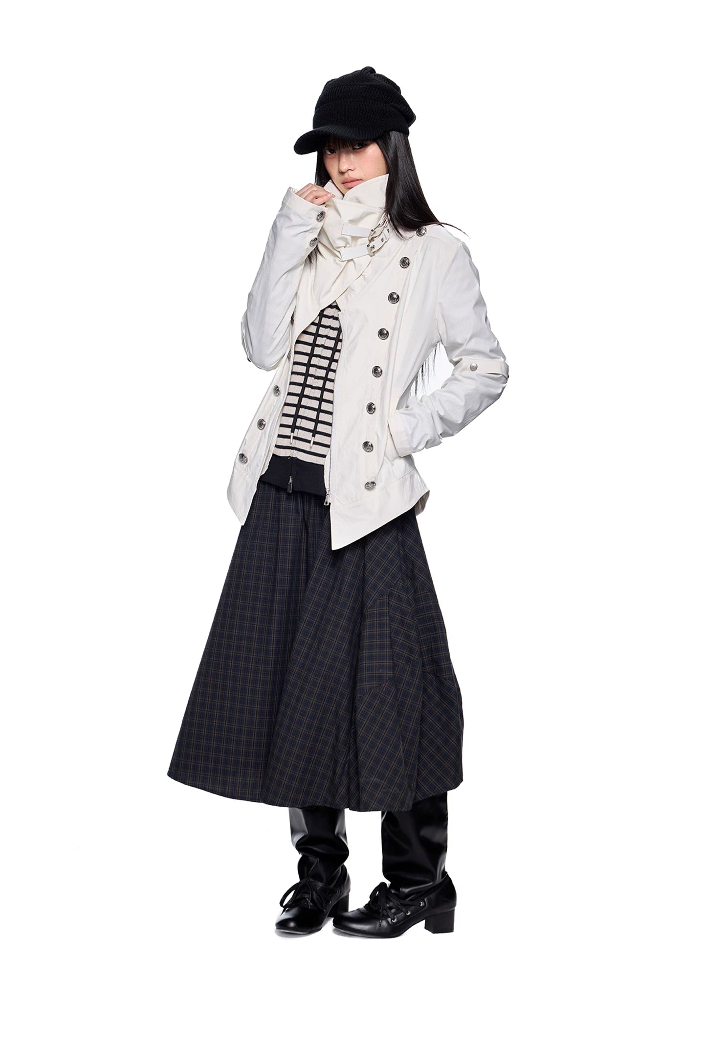 EZEK Turtleneck Metal Buckle Slim Jacket