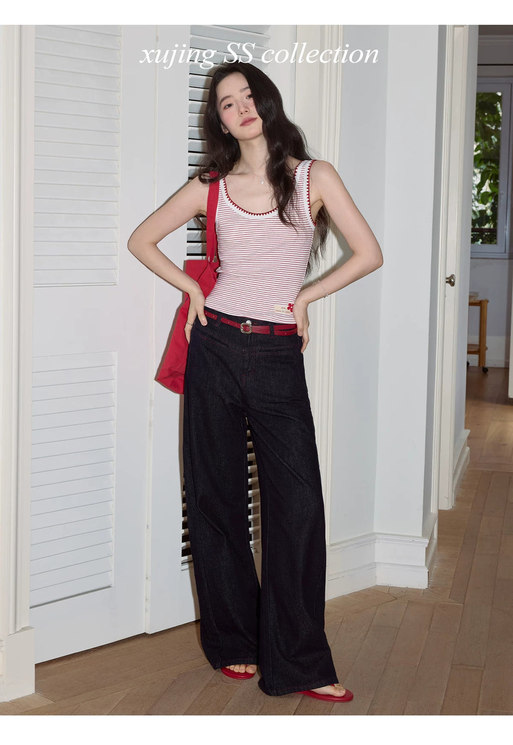 XUJING Vintage Drape Wide-leg Jeans