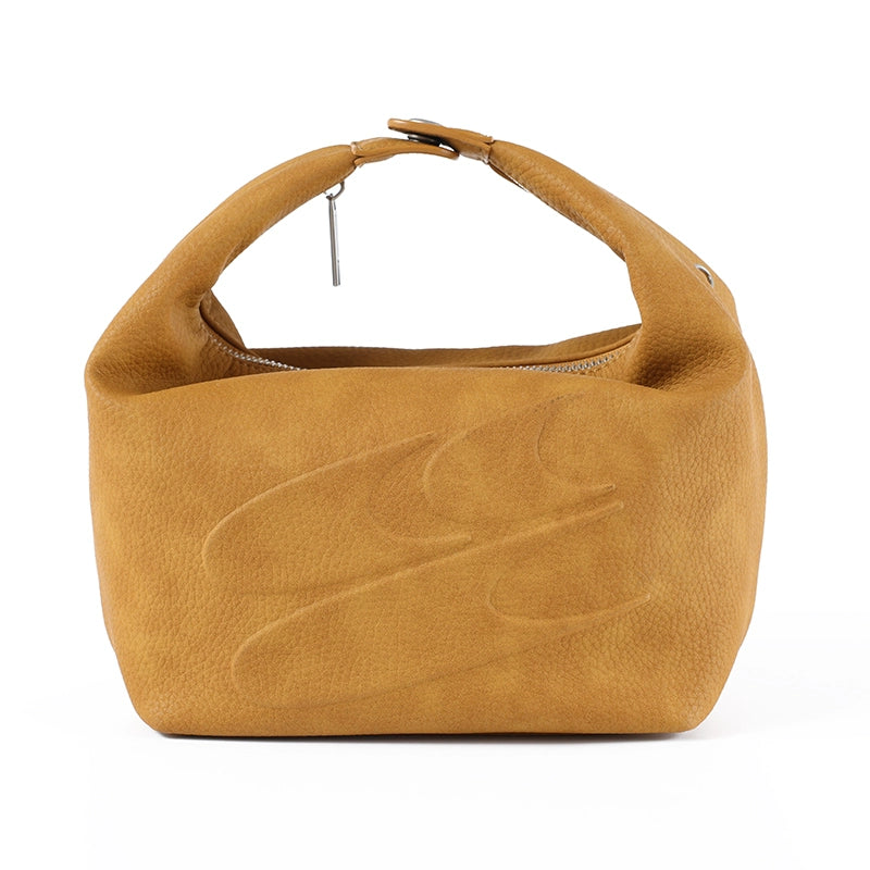 CryingCenter Lychee Pattern Matte Leather Portable Logo Leather Bag